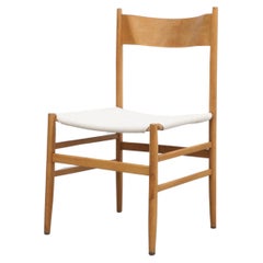 Chaises de salle à manger danoises blondes inspirées de Hans Wegner avec nouveaux sièges en toile blanche