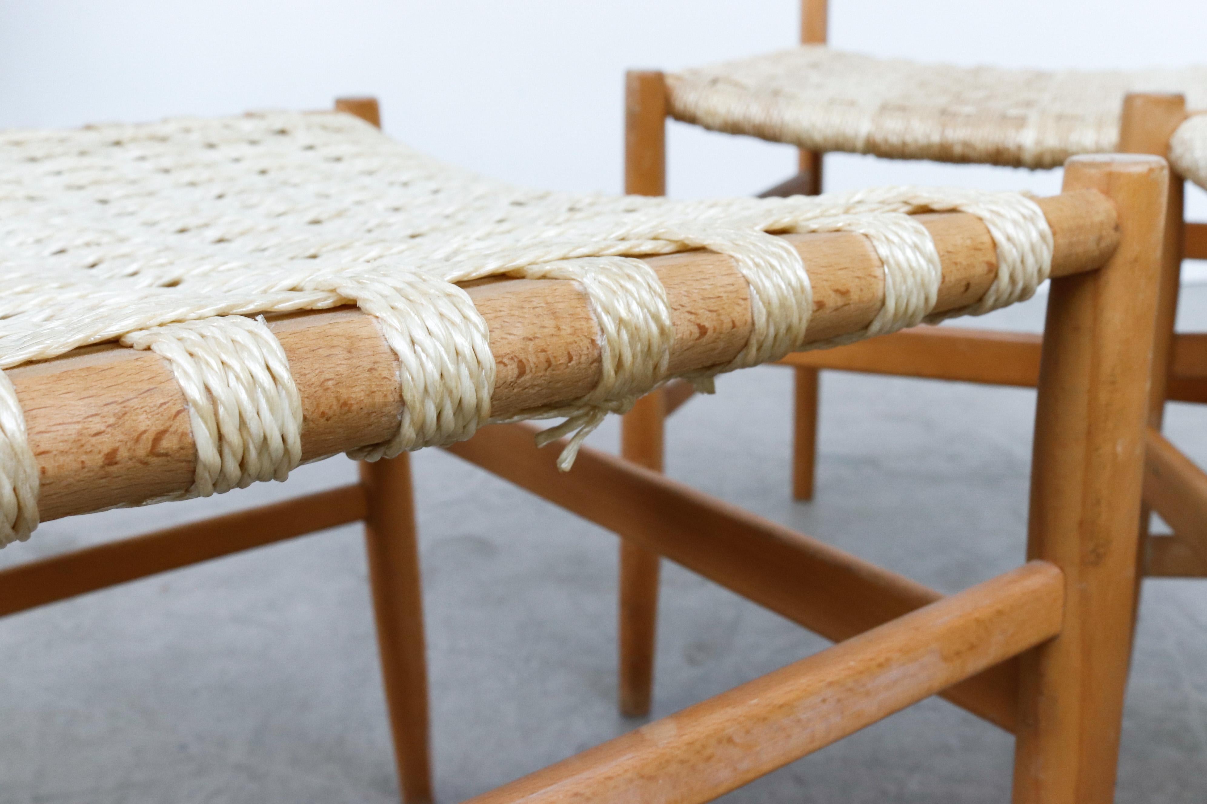 Hans Wegner Inspired Danish Blonde Dining Chairs with Woven Rope Seats 9