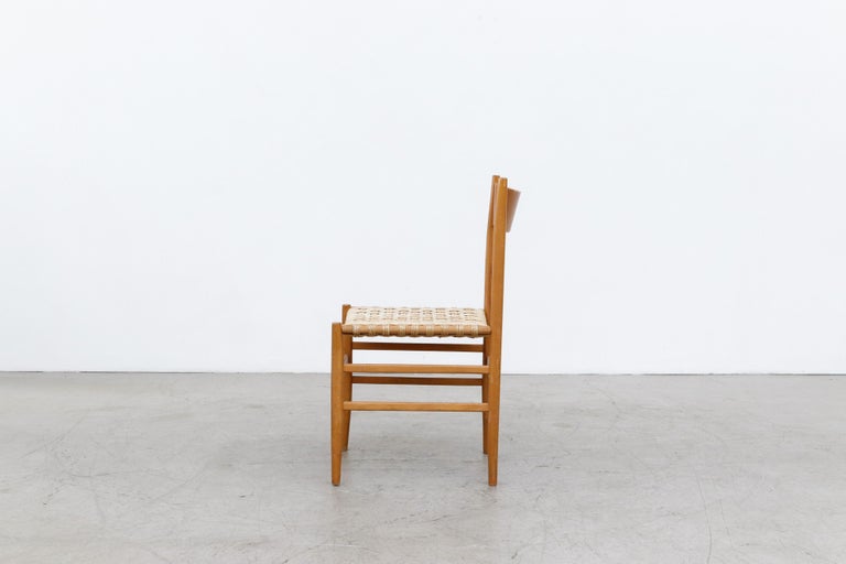 Hans Wegner Inspired Danish Blonde Dining Chairs with Woven Rope Seats For Sale 1