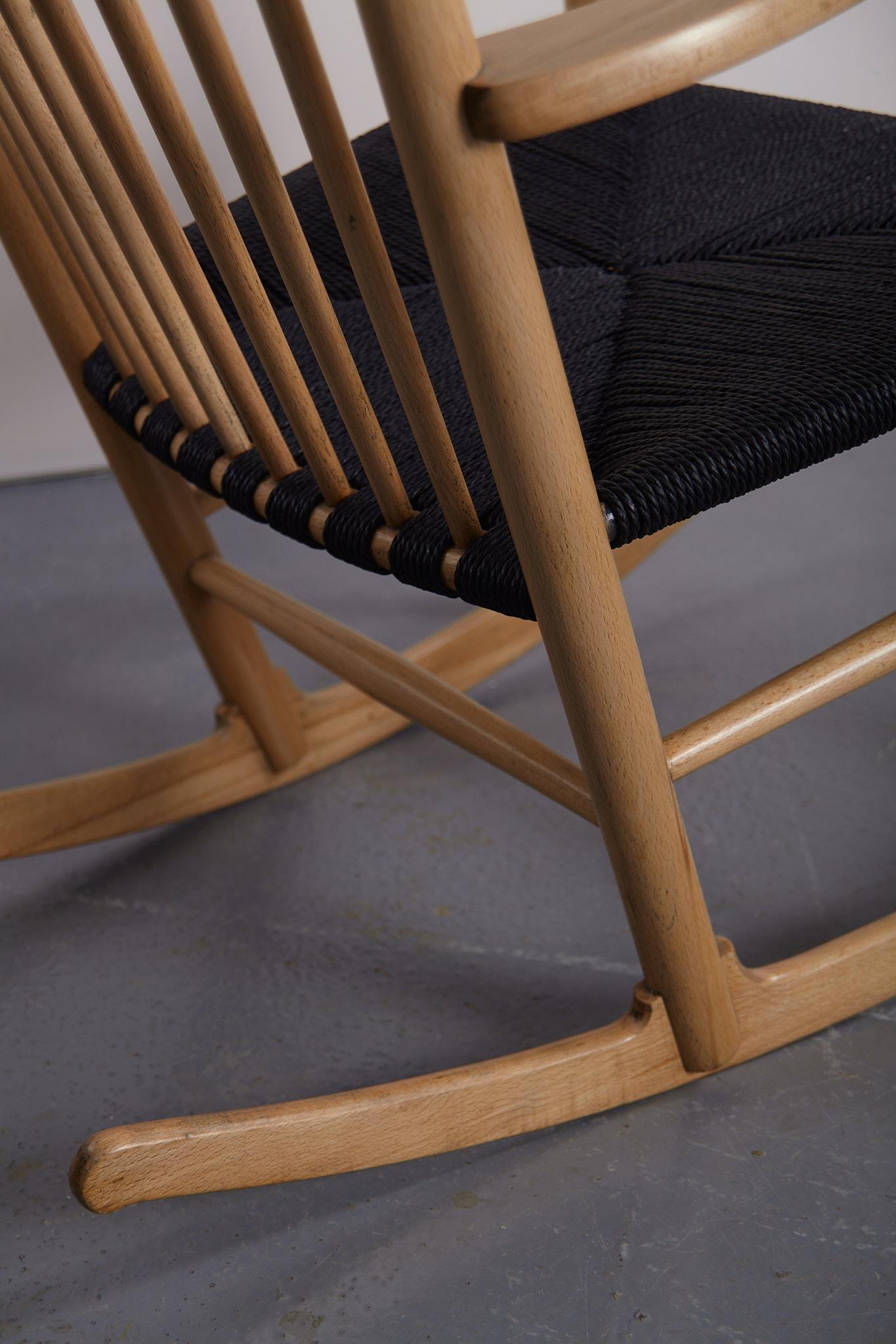 Woven Hans Wegner J16 Rocking Chair For Sale