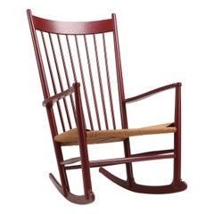 Hans Wegner J16 Schaukelstuhl in Burgund