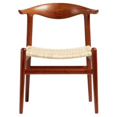 Vintage Hans Wegner JH-505 Cow Horn Chair in Teak & Rosewood