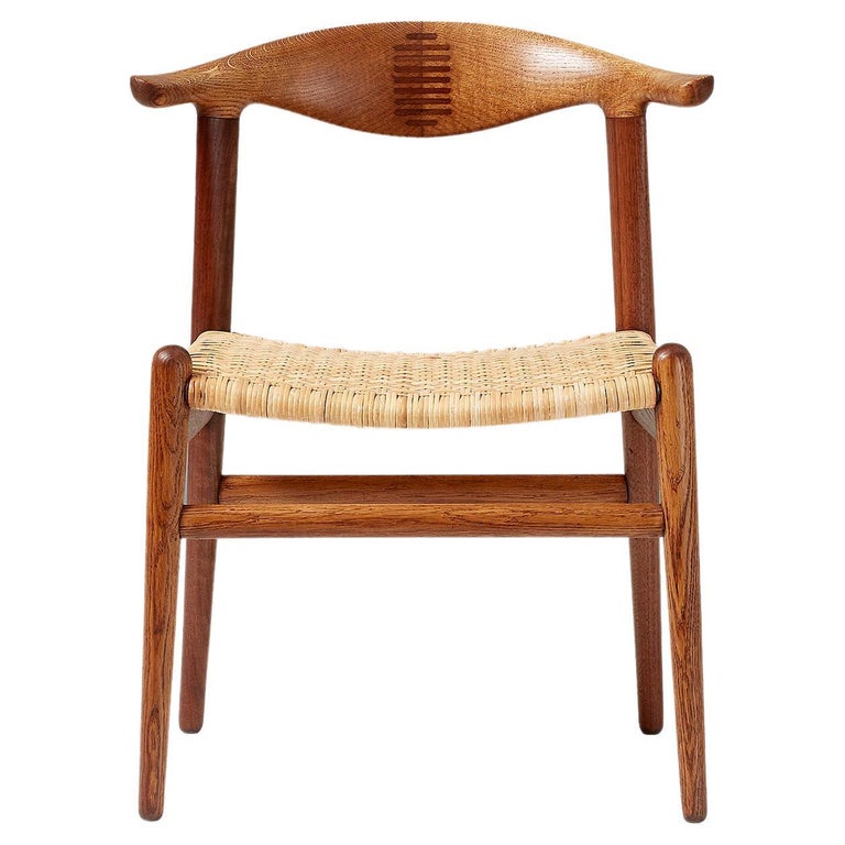 Hans Wegner JH-505 Cow Horn Chair, Oak For Sale