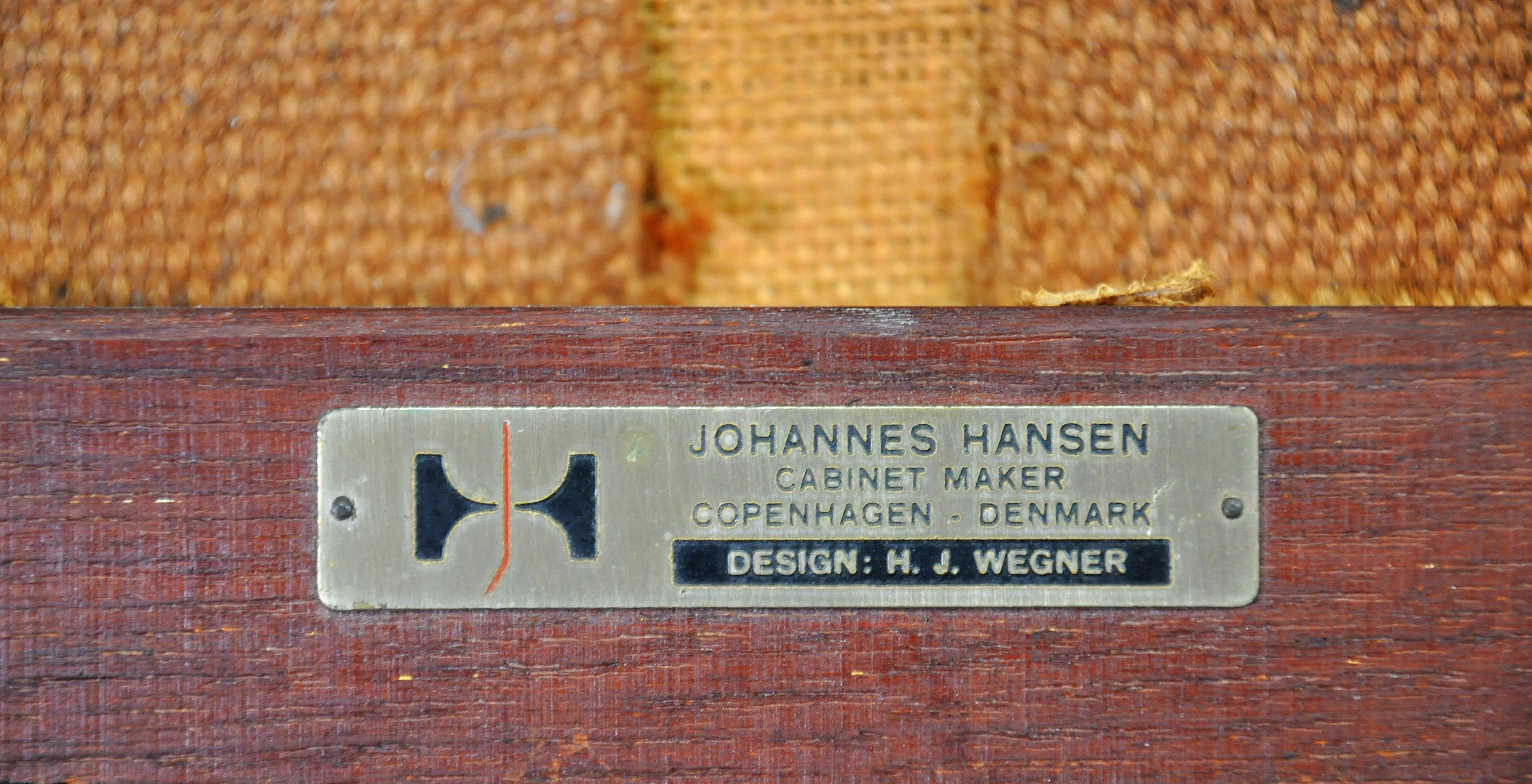 Hans Wegner JH-515 Black Leather Teak Armchair for Johannes Hansen For Sale 12
