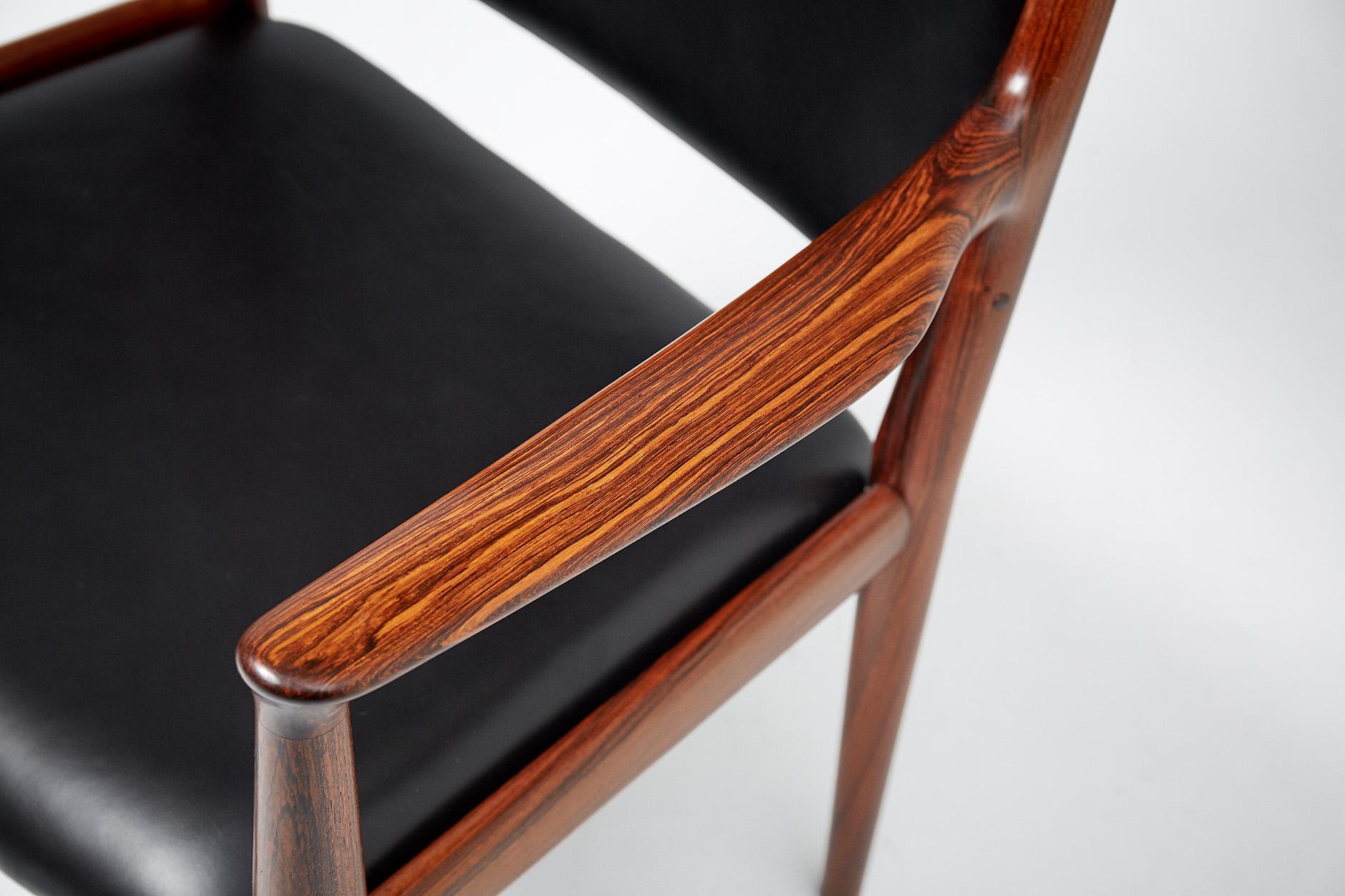 Leather Hans Wegner JH-713 Chair, Rosewood