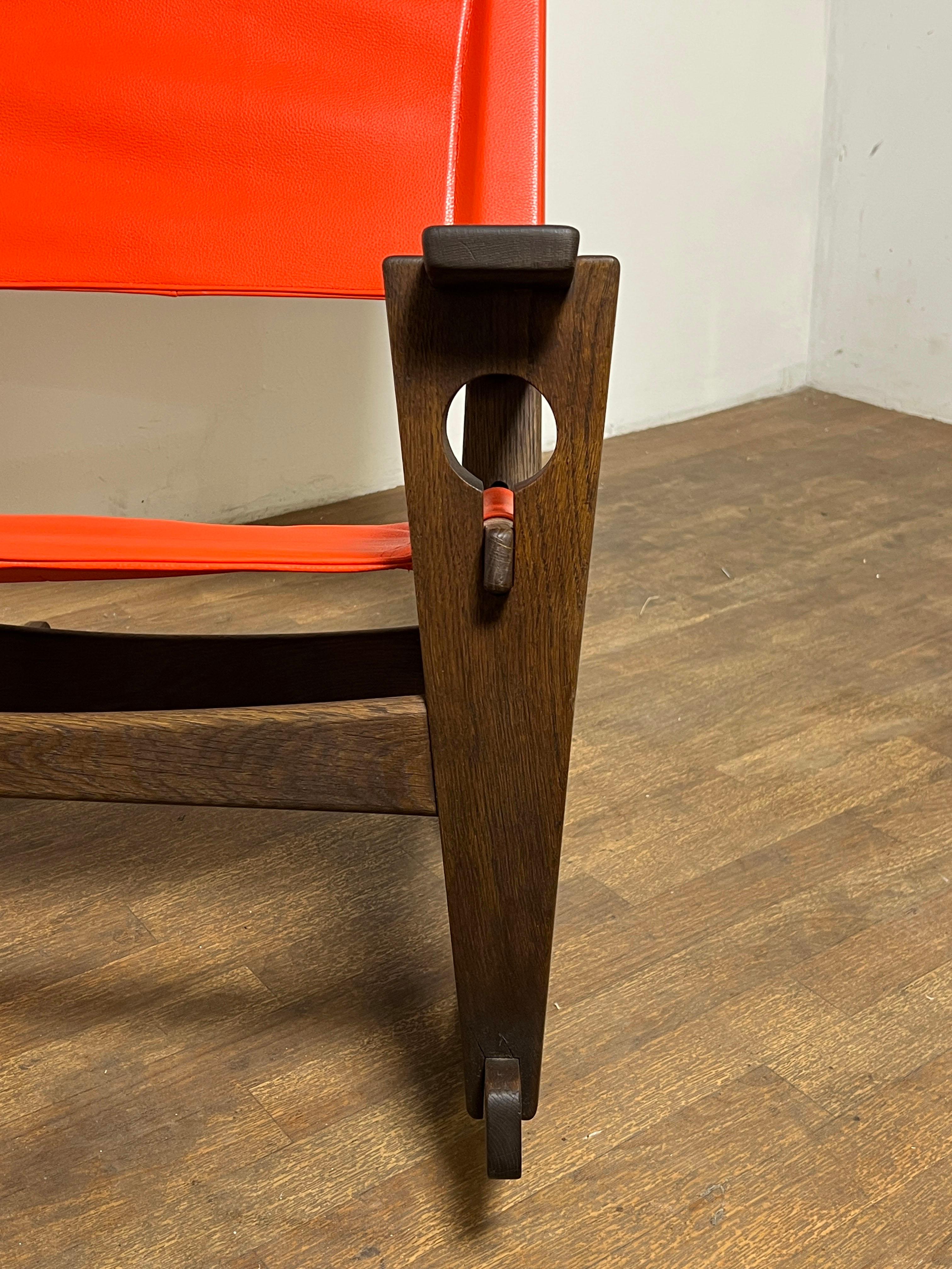 Scandinavo moderno Dondolo con buco della serratura di Hans Wegner per Getama, Danimarca, in Oak e pelle, CIRCA 1960 in vendita