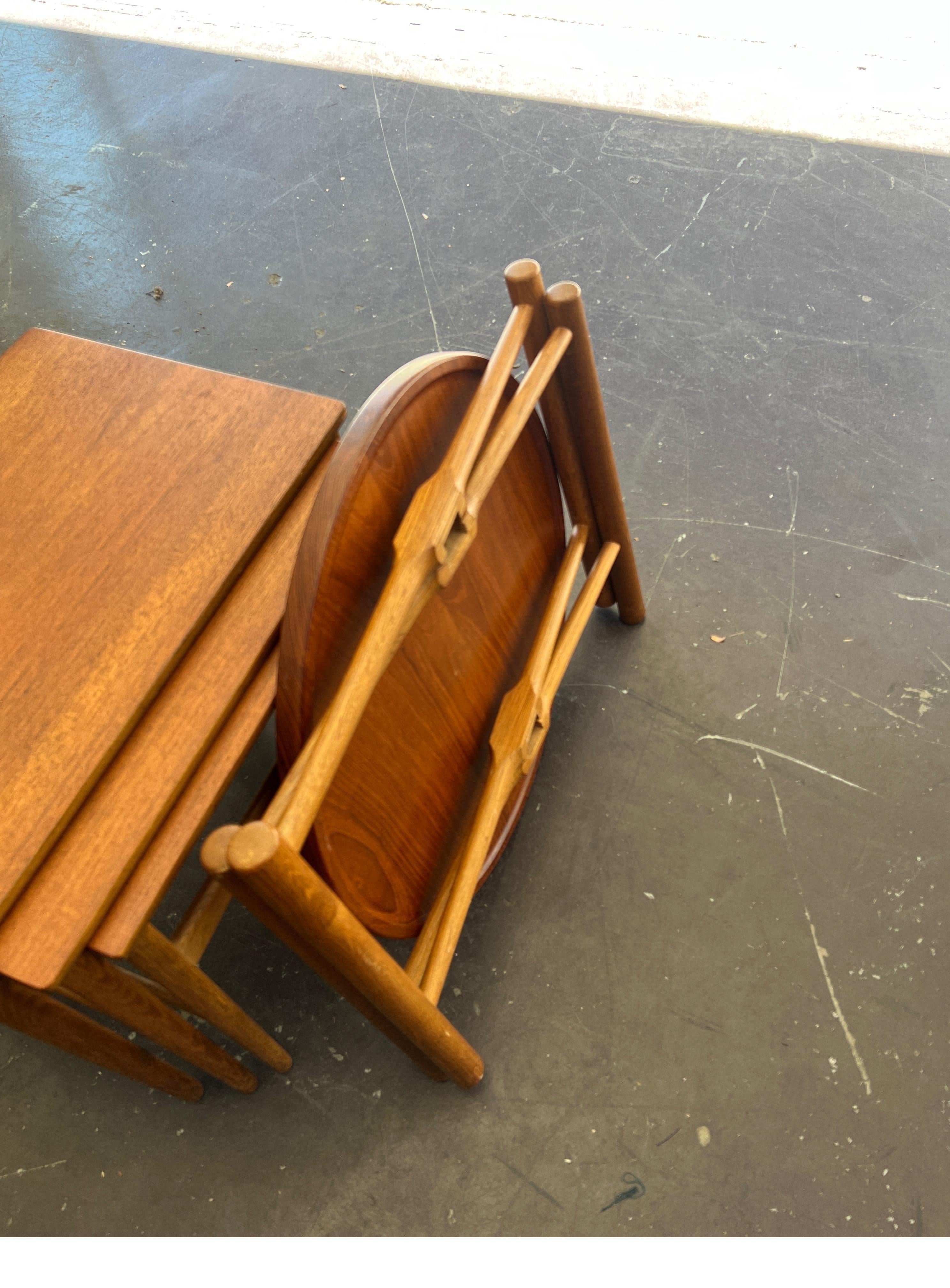 Hans Wegner Knock Down Folding Base Side Tray Table Danish Mid-Century Modern In Excellent Condition In Boise, ID