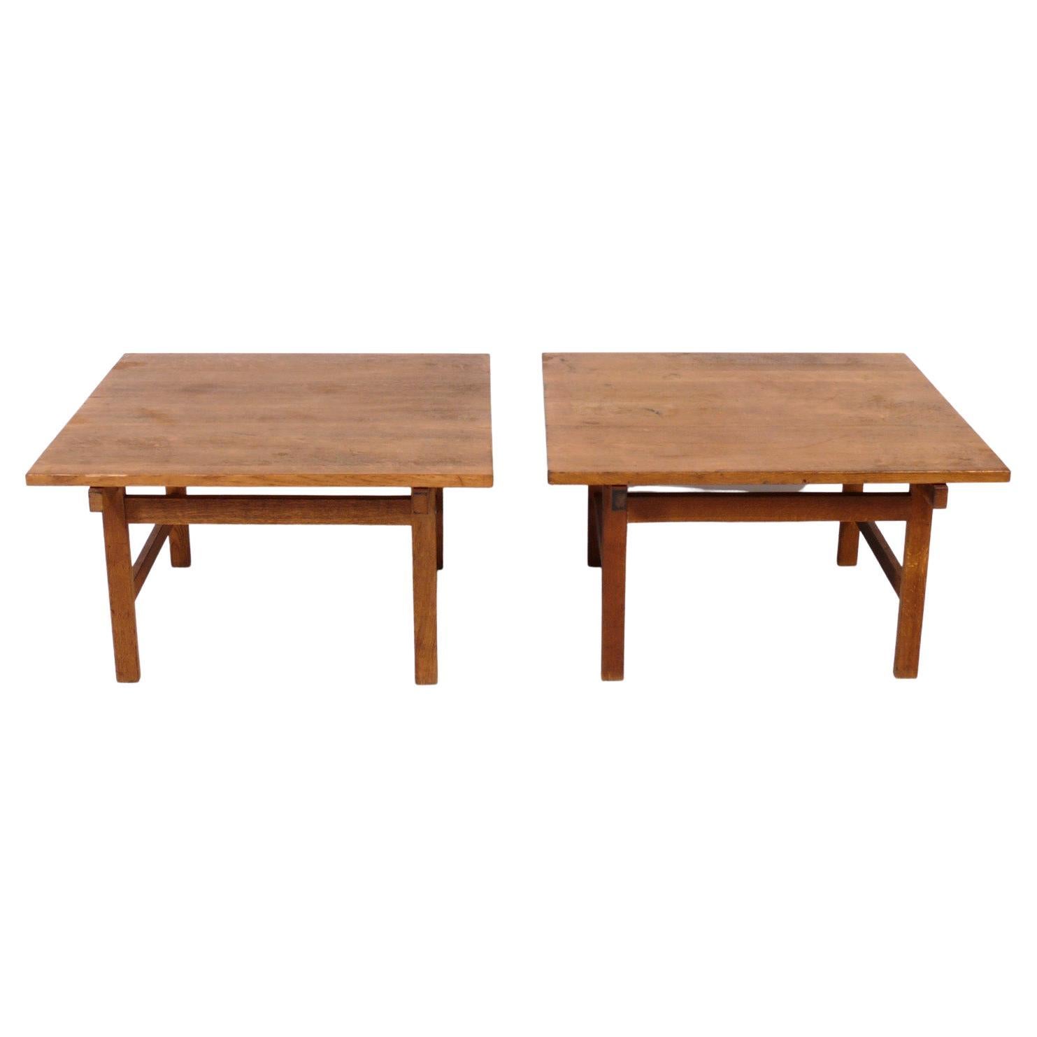 Hans Wegner Large Scale Oak End Tables or Night Stands For Sale