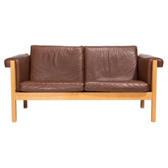 Hans Wegner Leather Sofa in Oak Mid Century Danish Design, 1960’s