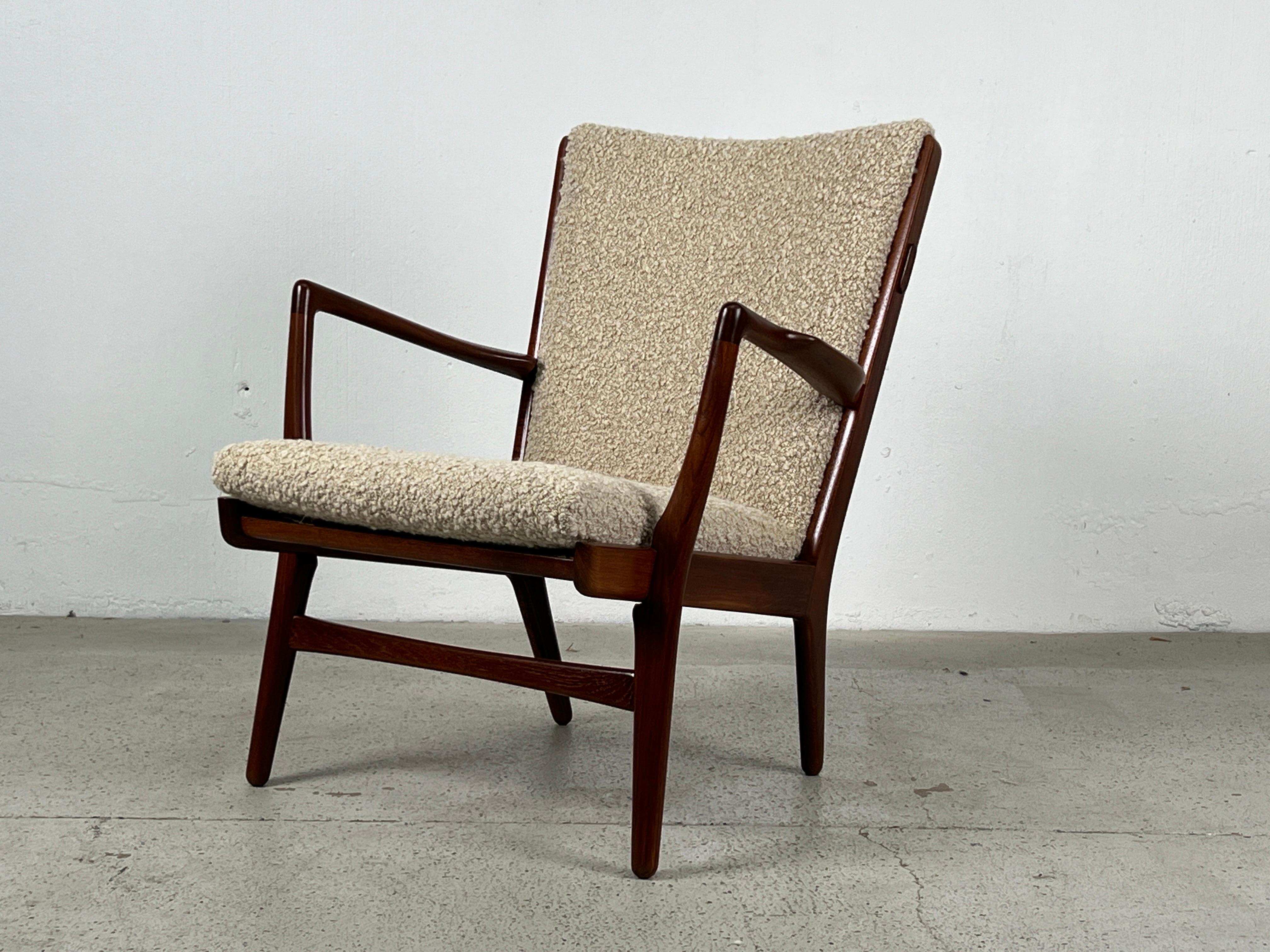 Hans Wegner lounge chair Model AP-16 by AP-Stolen in Teak. Refinished and reupholstered. 