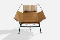 Hans Wegner, Lounge Chair, Steel, Rope, Fabric, Denmark, 1960s