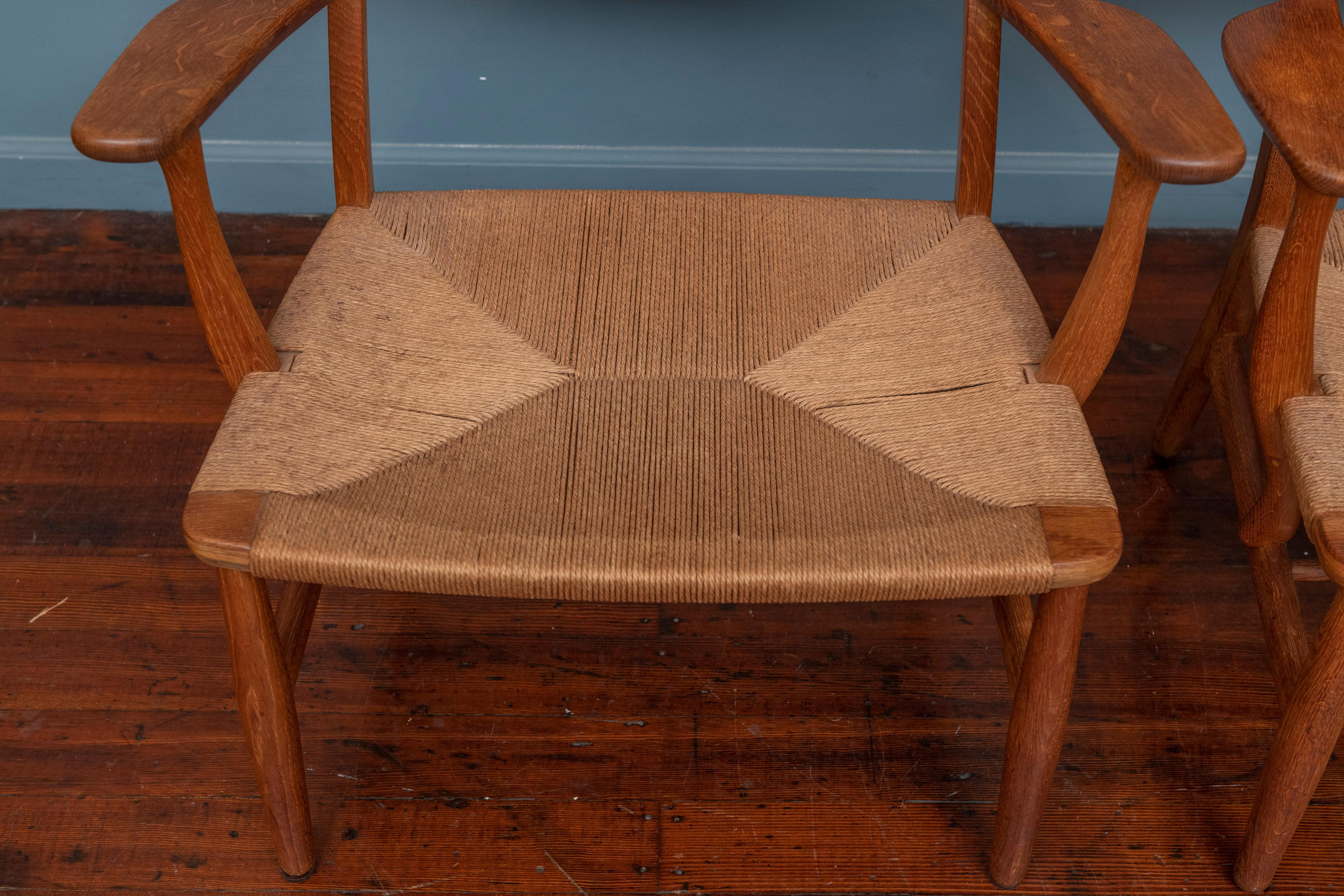 Hans Wegner Lounge Chairs for Carl Hanson & Son Model CH-22  In Good Condition For Sale In San Francisco, CA