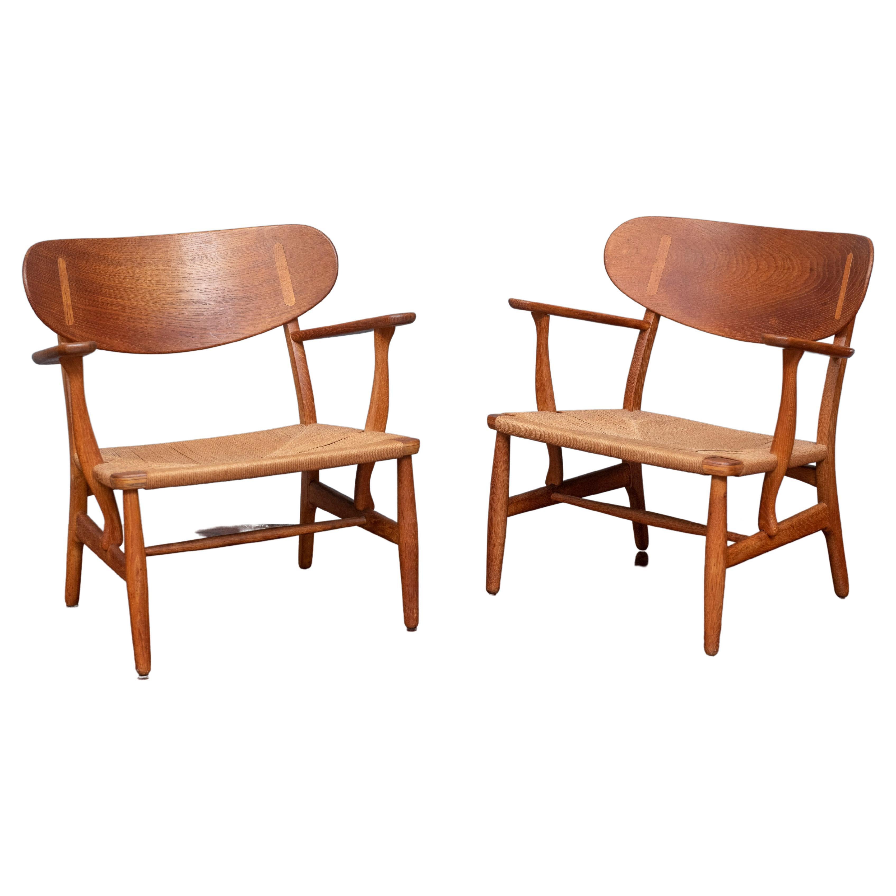 Hans Wegner Lounge Chairs for Carl Hanson & Son Model CH-22  For Sale