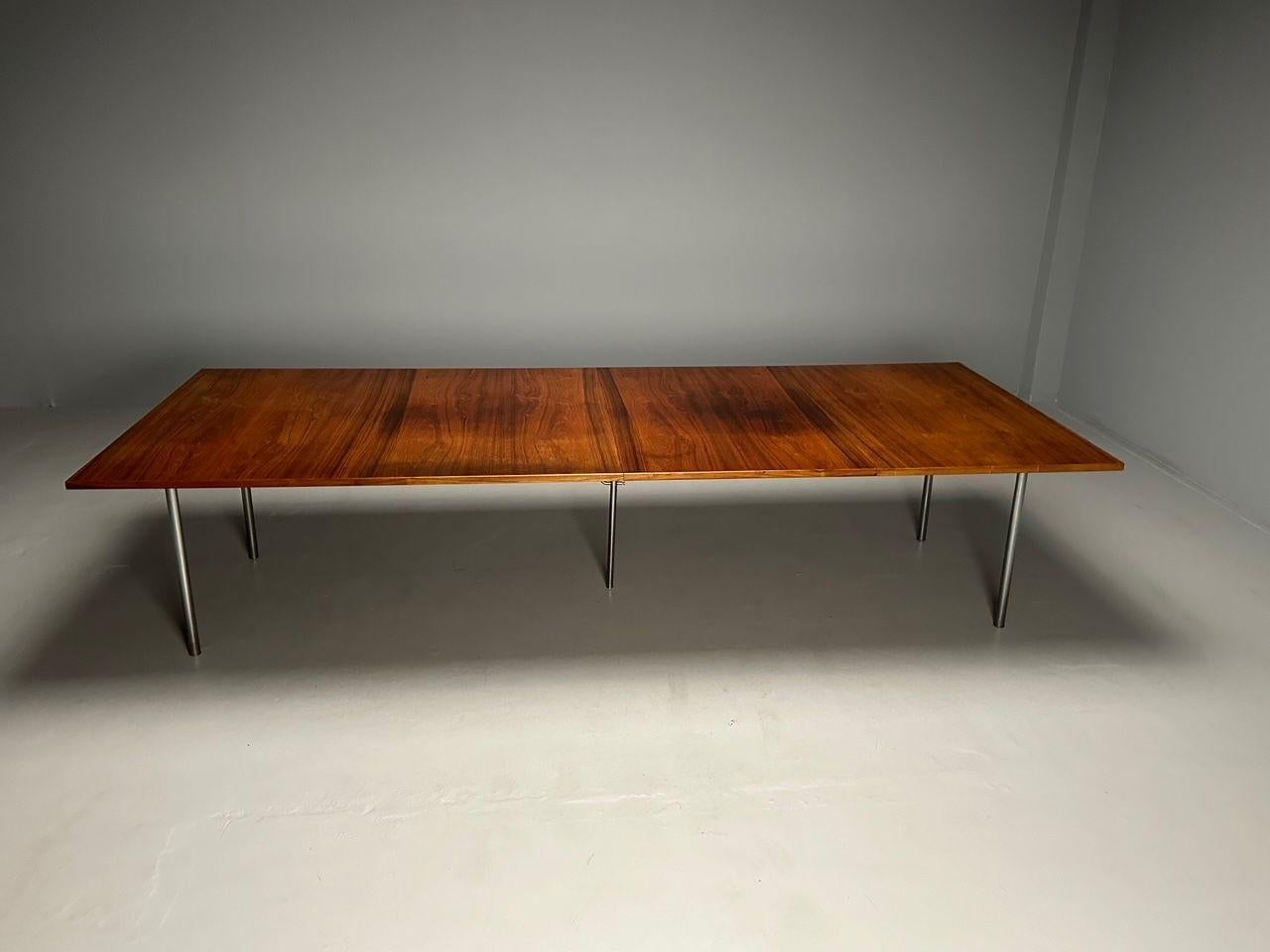 Hans Wegner, Mid-Century Modern Dining Table, Rosewood, Chrome, Denmark, 1970s 5