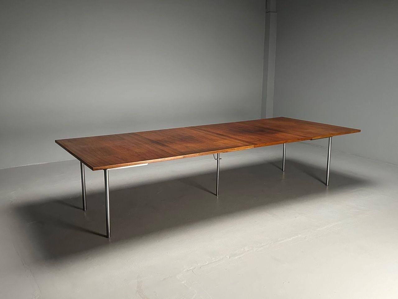 Hans Wegner, Mid-Century Modern Dining Table, Rosewood, Chrome, Denmark, 1970s 6