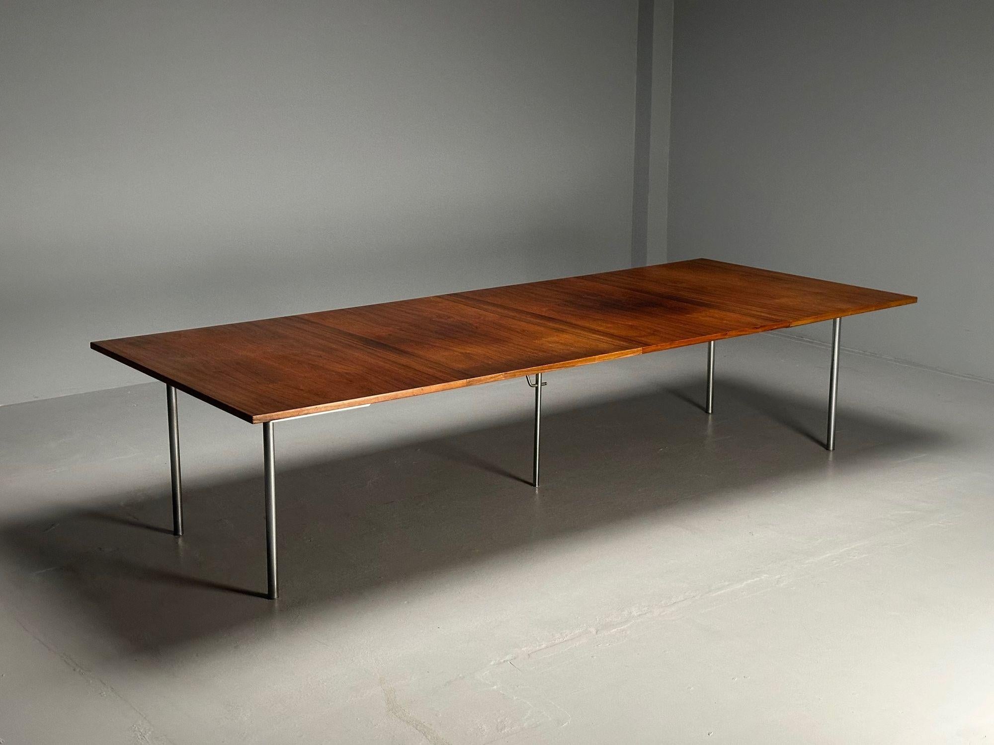 Late 20th Century Hans Wegner, Mid-Century Modern Dining Table, Rosewood, Chrome, Denmark, 1970s