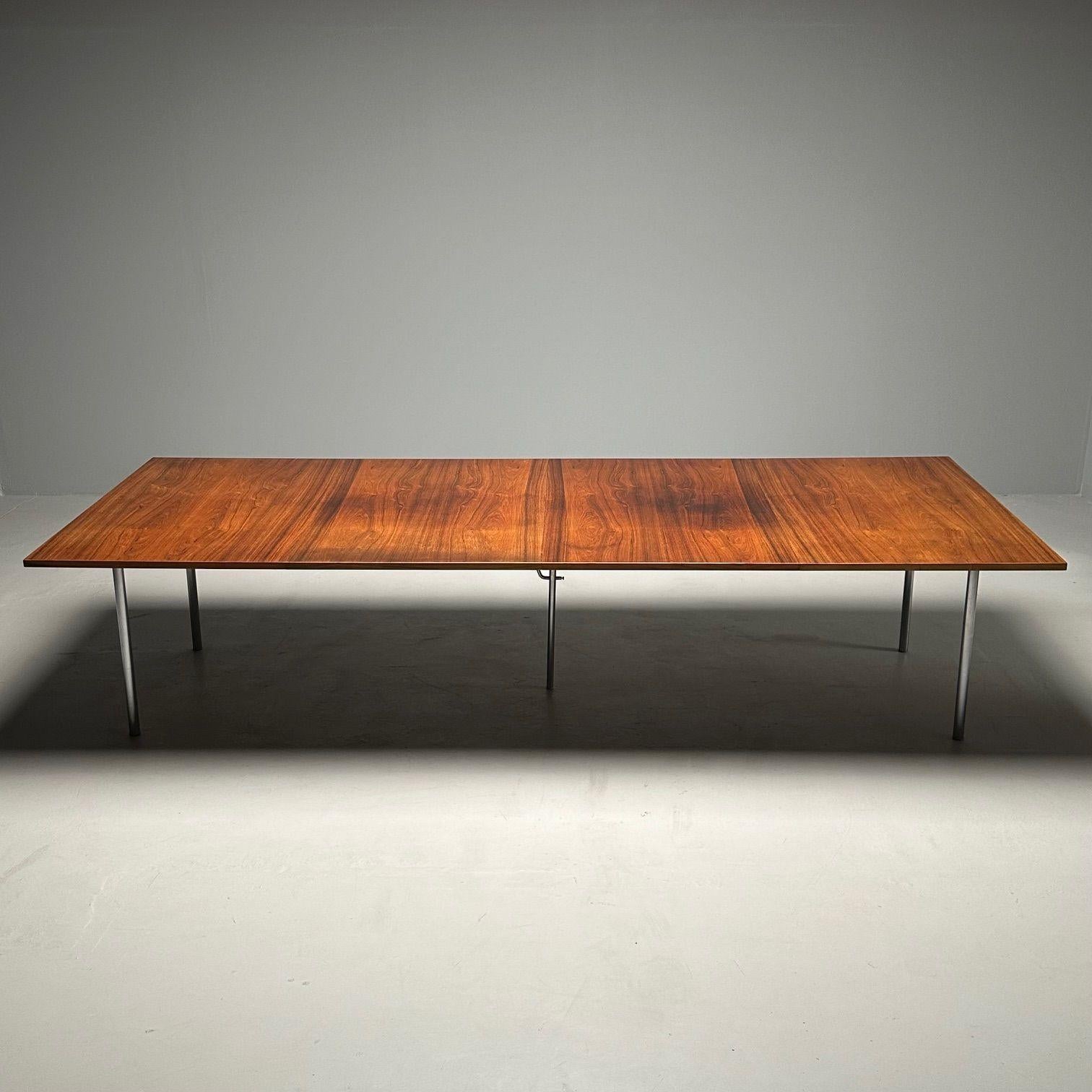Hans Wegner, Mid-Century Modern Dining Table, Rosewood, Chrome, Denmark, 1970s 1
