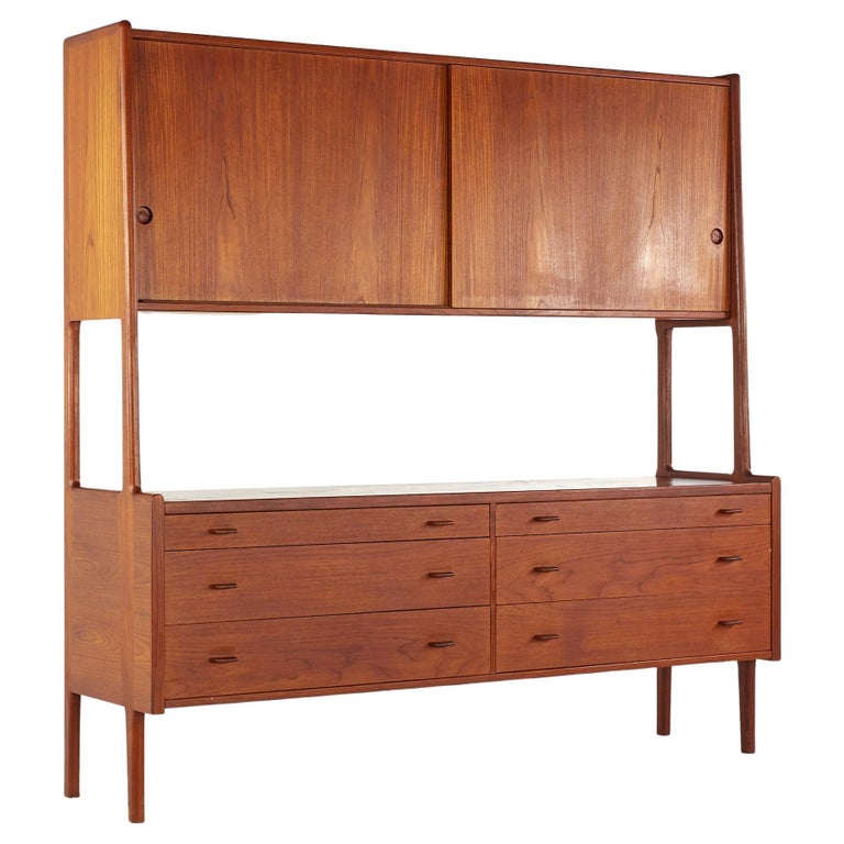 Hans Wegner Mid Century Teak Buffet and Hutch For Sale at 1stDibs