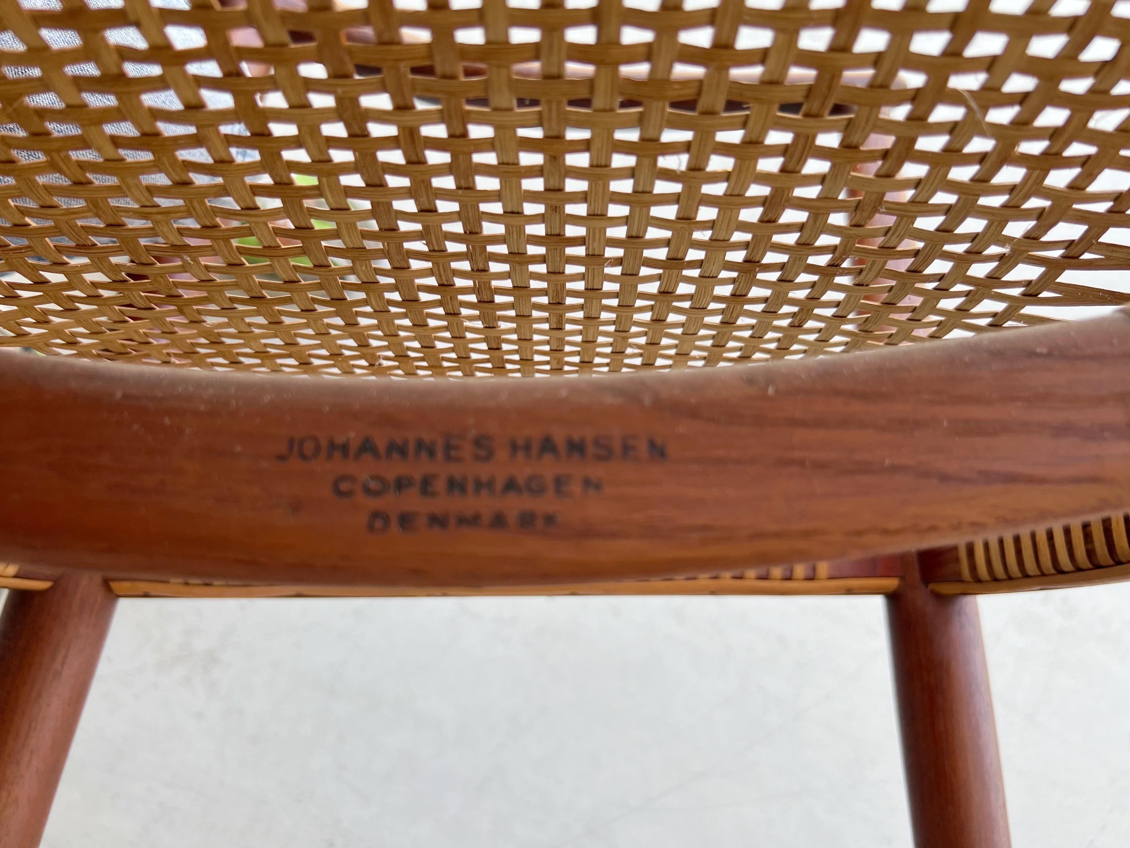 Hans Wegner Mid Century Teak The Chair with Cane Seats model JH 501 6