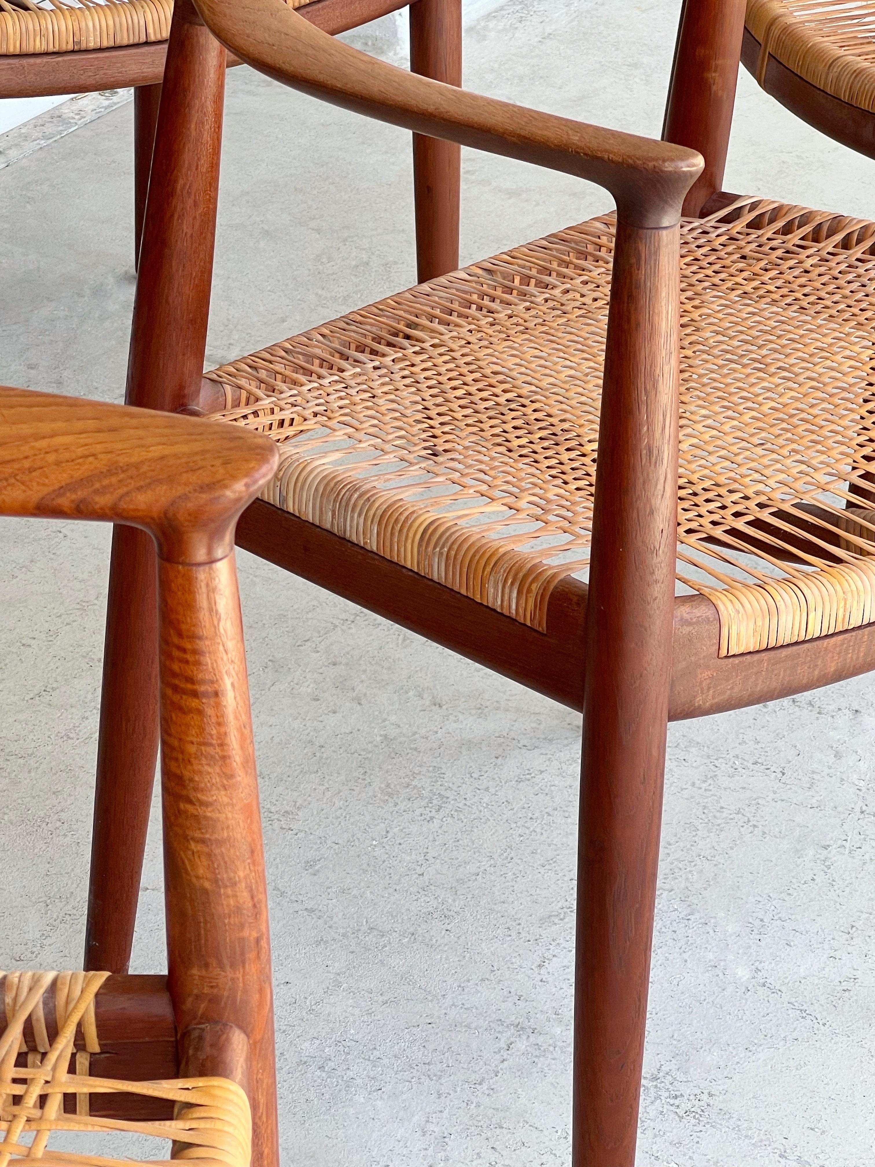 Hans Wegner Mid Century Teak The Chair with Cane Seats model JH 501 1