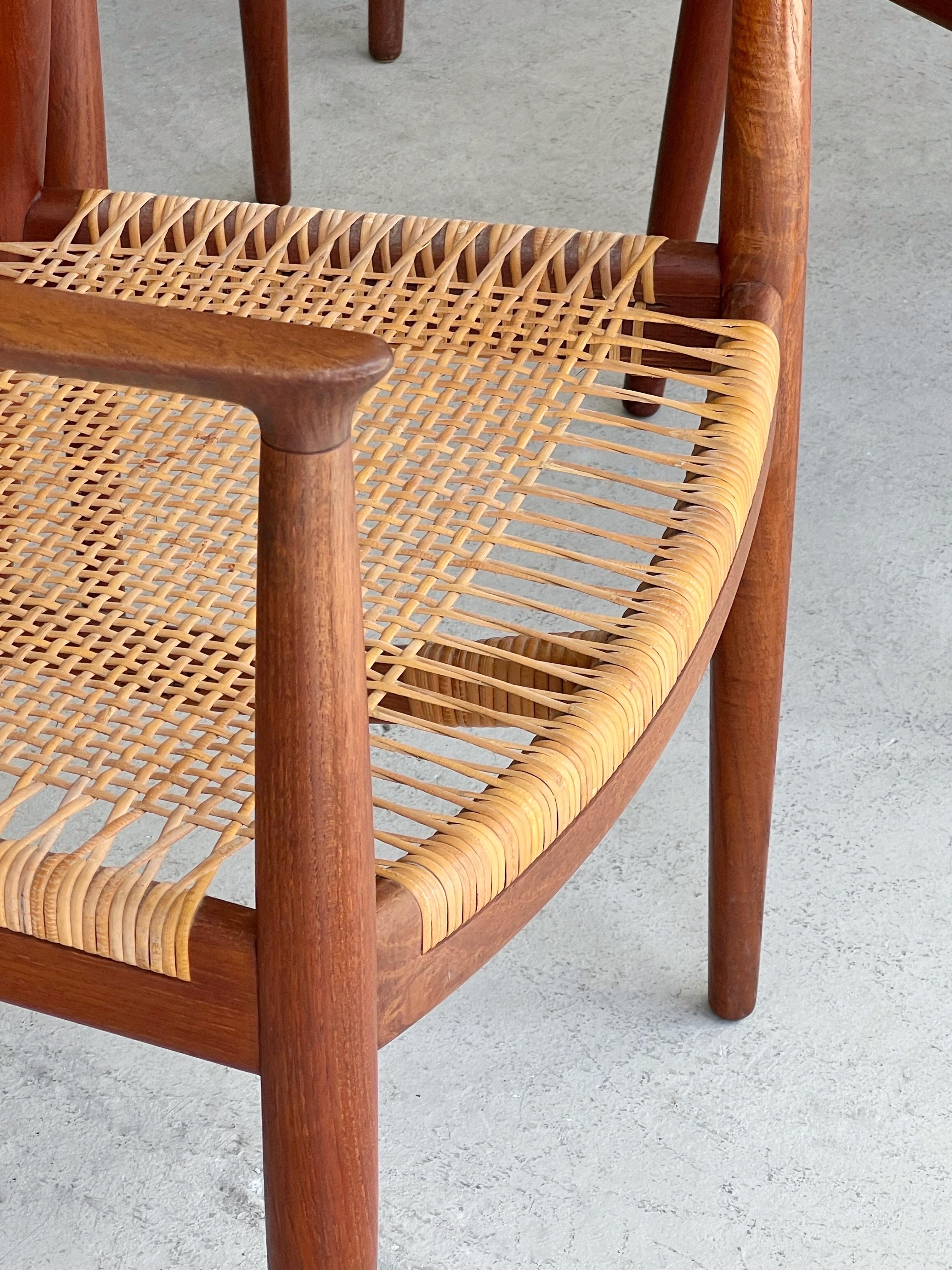 Hans Wegner Mid Century Teak The Chair with Cane Seats model JH 501 2