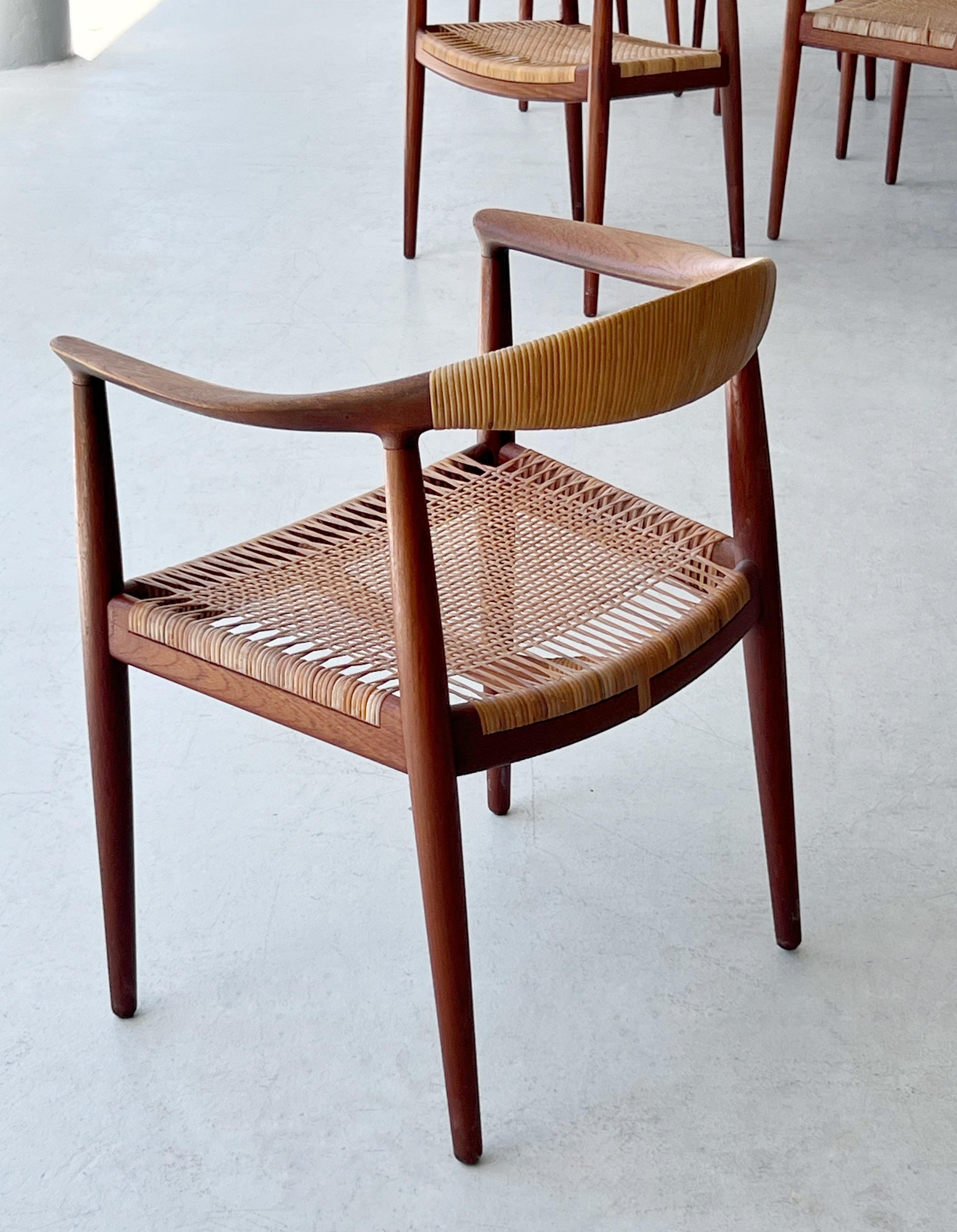 Hans Wegner Mid Century Teak The Chair with Cane Seats model JH 501 3