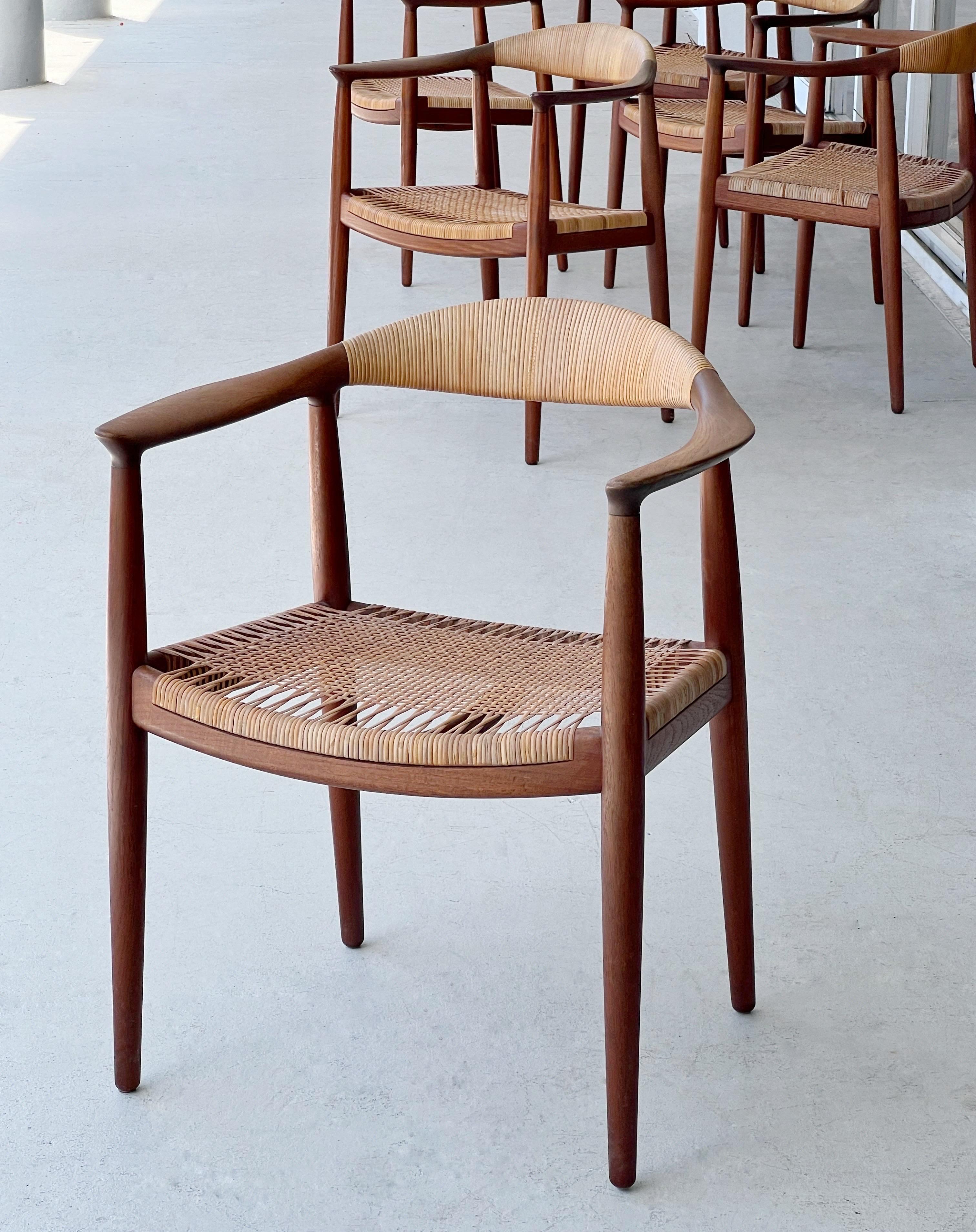 Hans Wegner Mid Century Teak The Chair with Cane Seats model JH 501 4