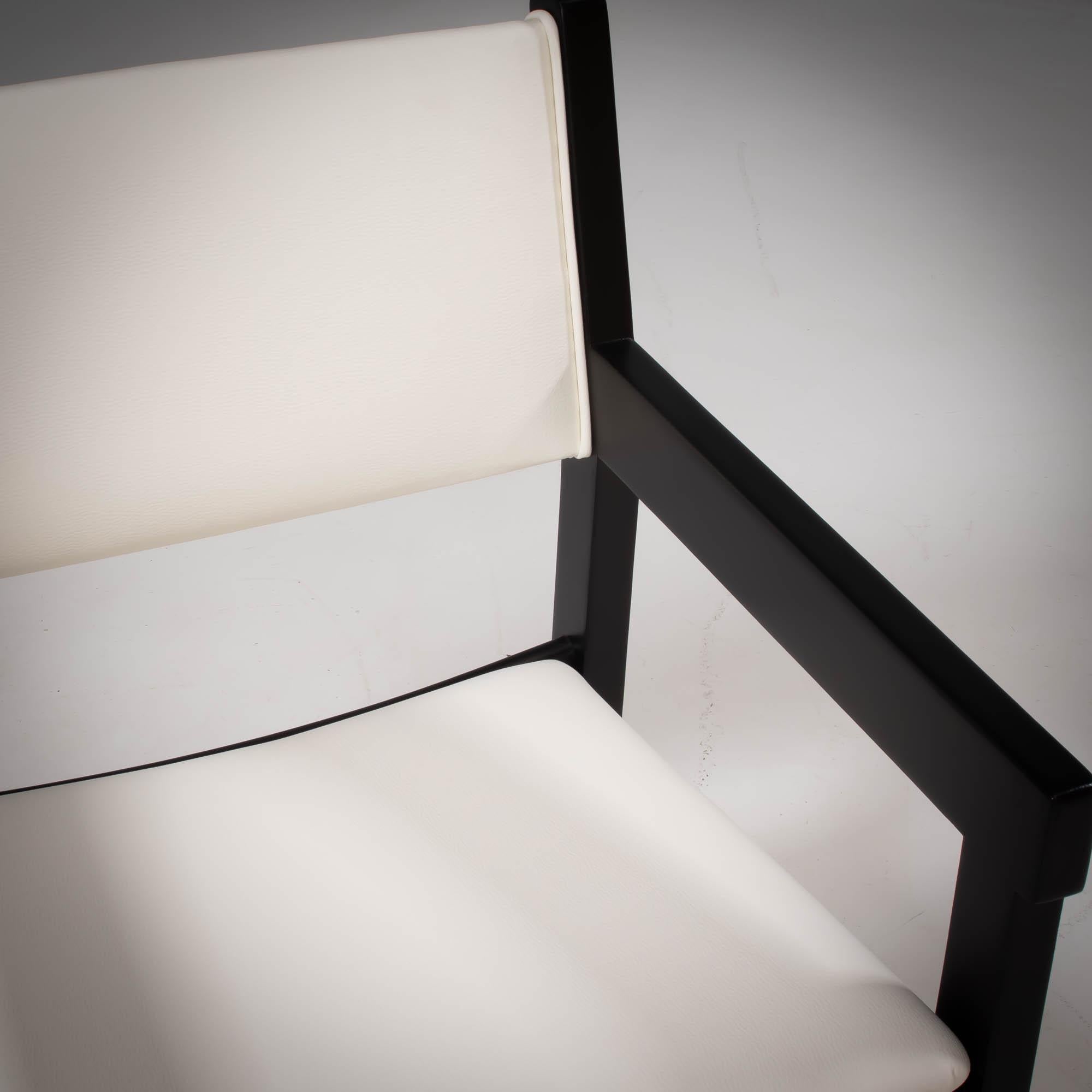 Danish Hans Wegner Mid Century White Leather Armchair for GETAMA For Sale