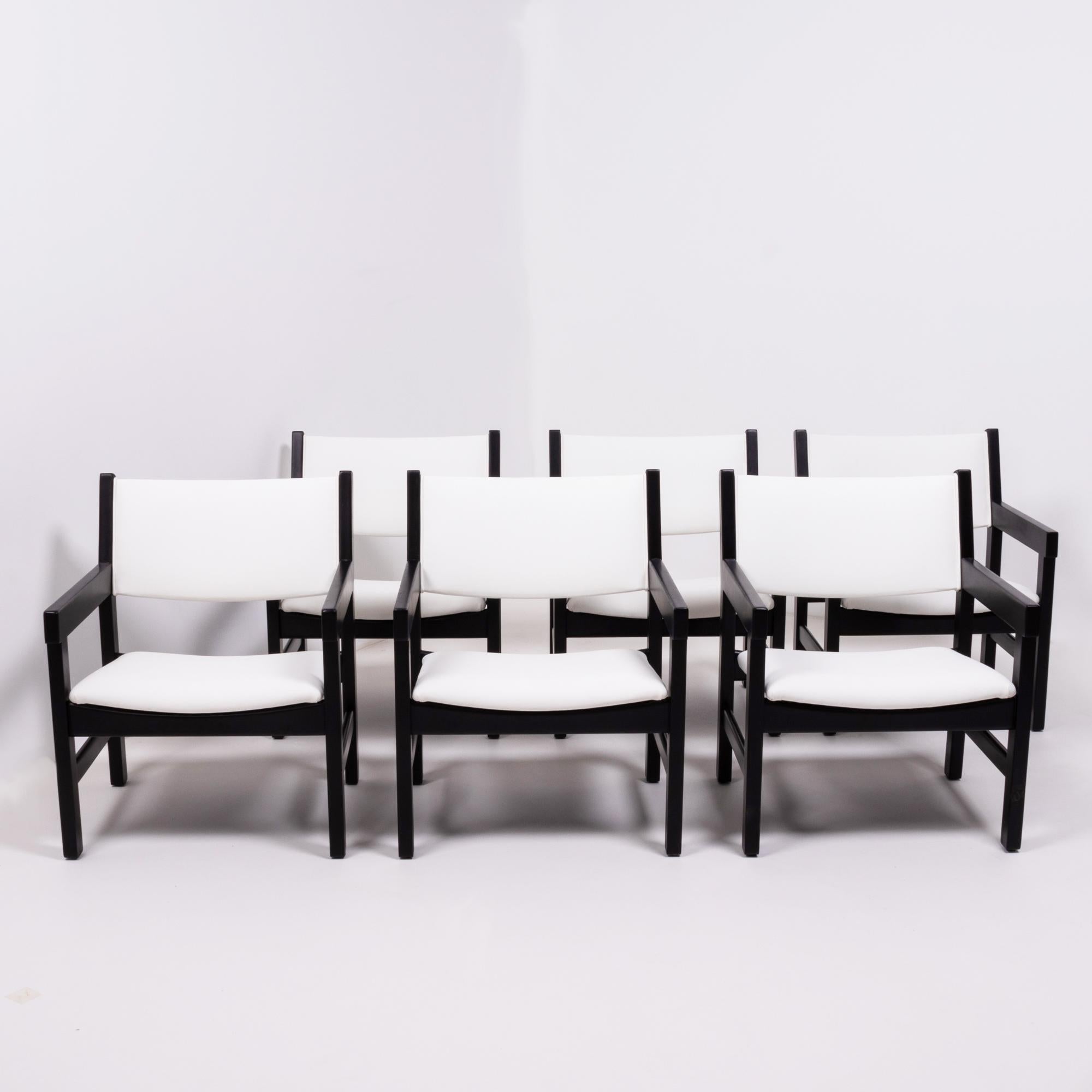 Mid-Century Modern Hans Wegner Midcentury Dining Chairs for GETAMA in White, Set of 6