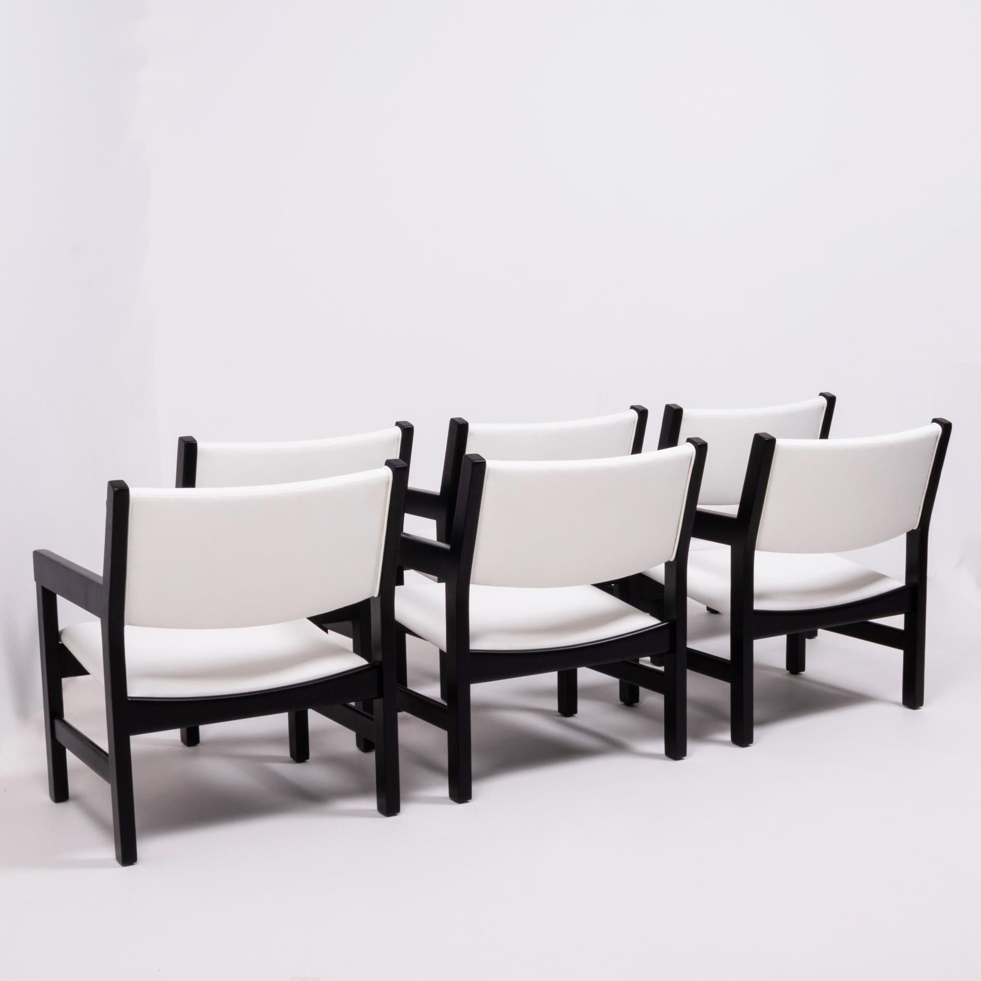 Danish Hans Wegner Midcentury Dining Chairs for GETAMA in White, Set of 6