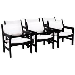 Hans Wegner Midcentury Dining Chairs for GETAMA in White, Set of 6