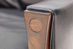 Hans Wegner Model AP 62 Lounge Chairs in Rosewood and Black Leather