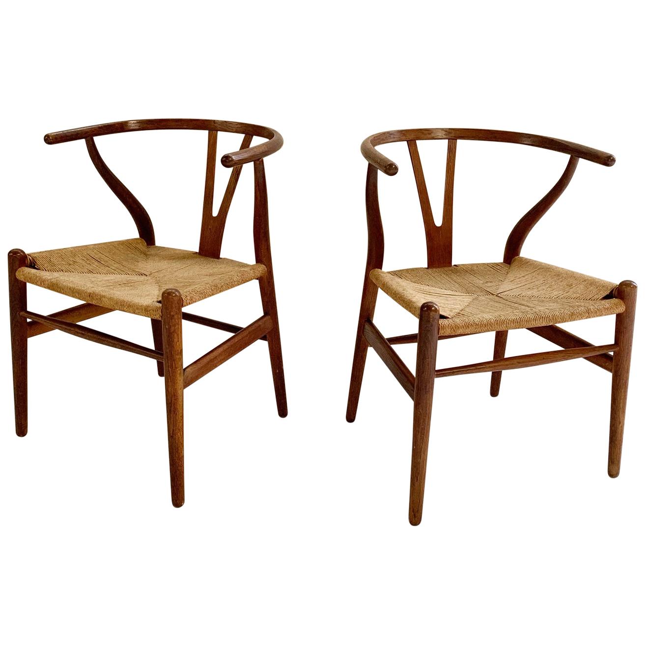 Hans Wegner Model CH24 Wishbone Chairs, pair