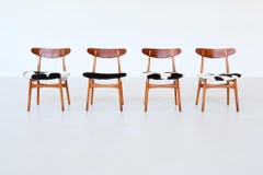 Hans Wegner model CH30 dining chairs in cowskin Carl Hansen Denmark 1952
