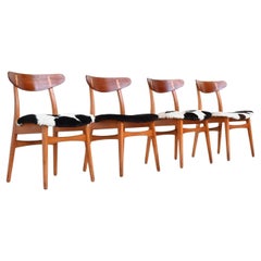 Hans Wegner model CH30 dining chairs in cowskin Carl Hansen Denmark 1952
