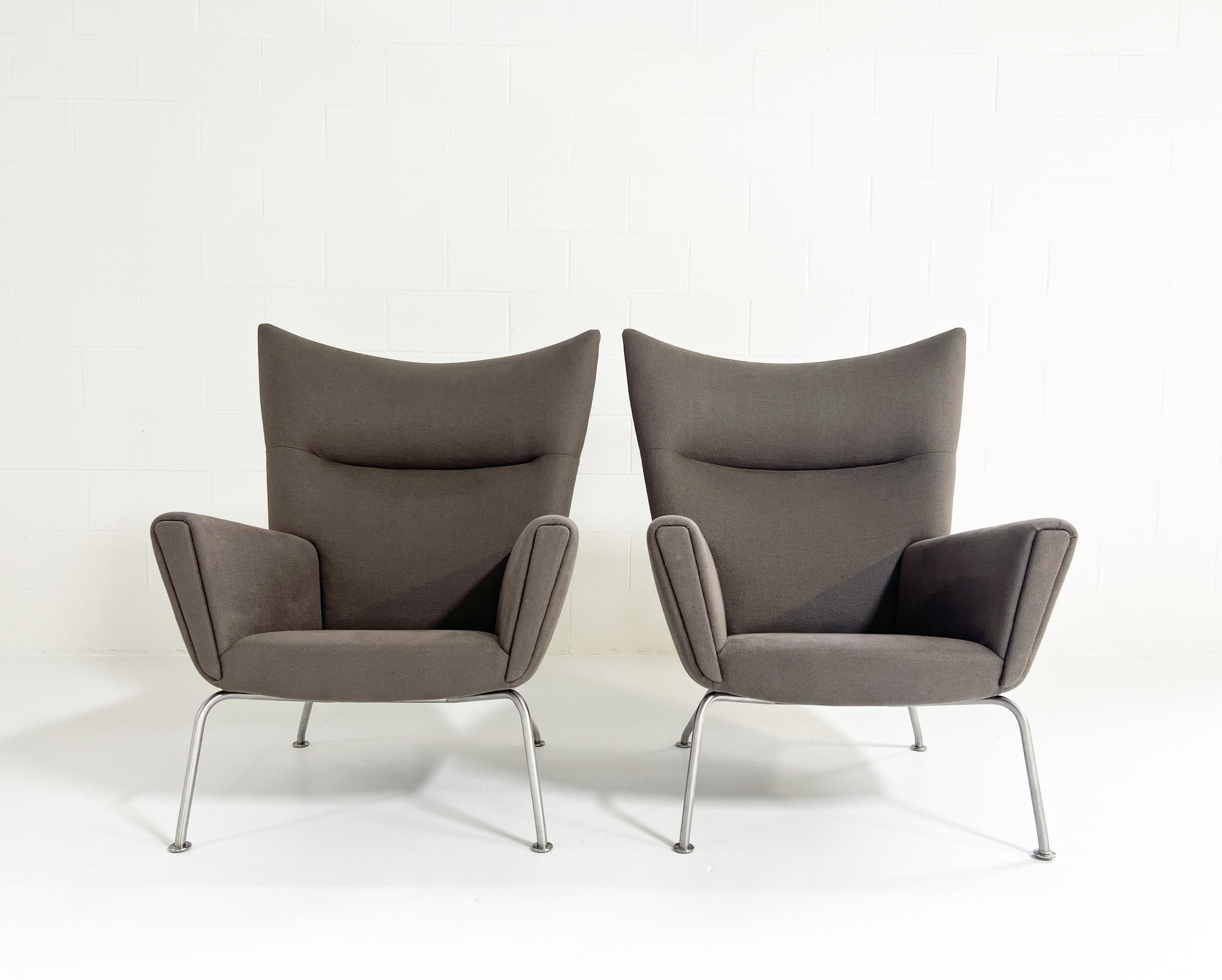 Contemporary Hans Wegner Model CH445 Wing Chairs, Pair For Sale