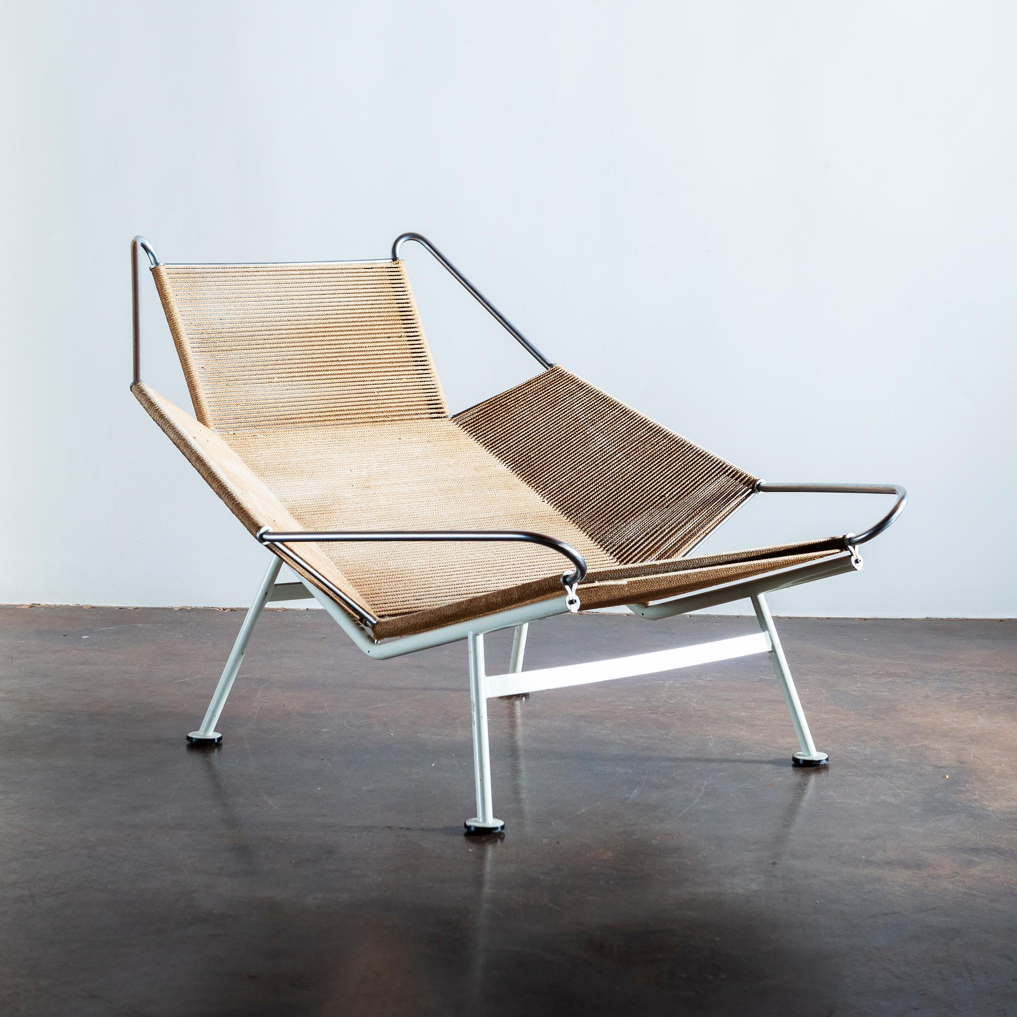 Hans Wegner Model GE 225 Flag Halyard Lounge Chair for Getama, Denmark, 1960s For Sale 5