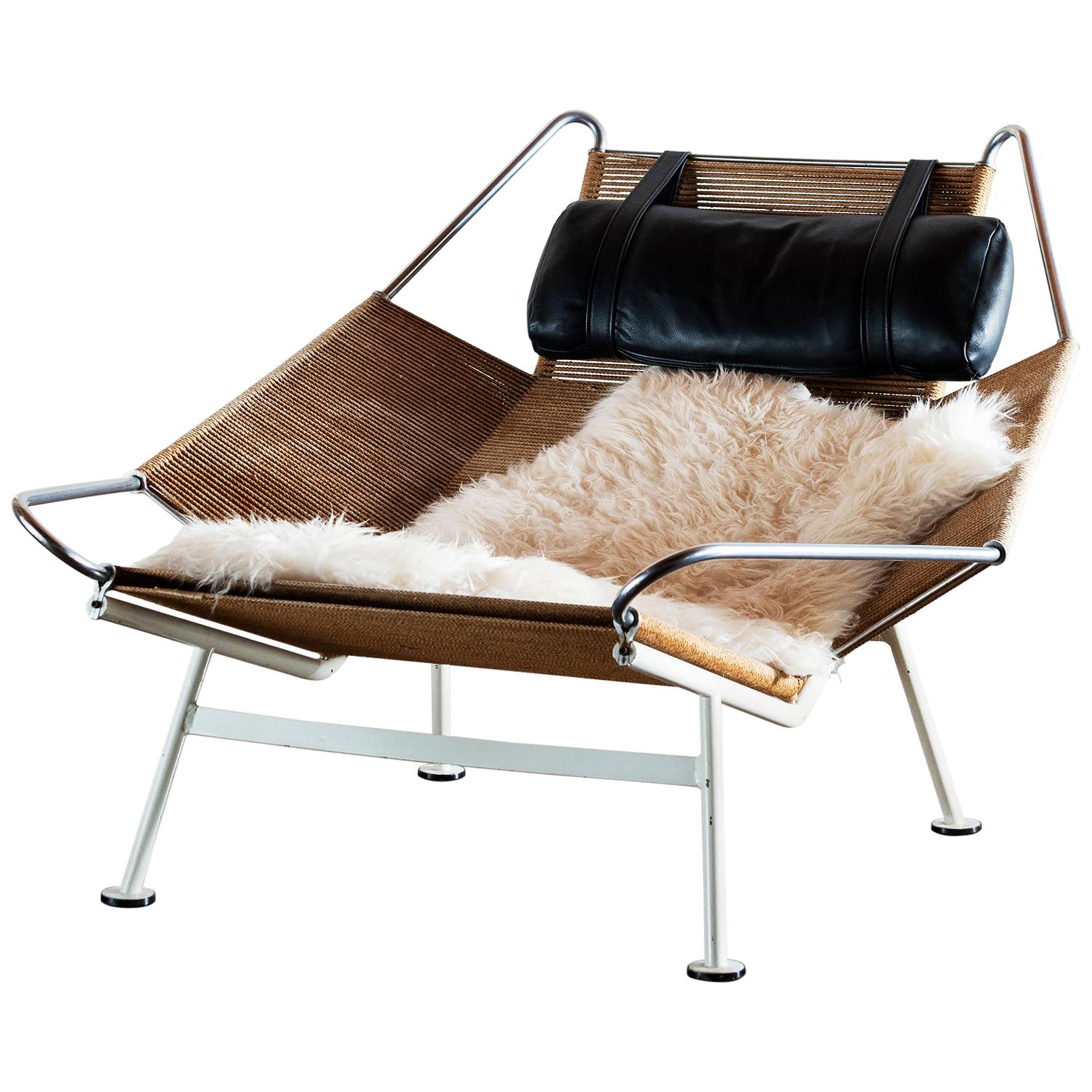 Hans Wegner Model GE 225 Flag Halyard Lounge Chair for Getama, Denmark, 1960s For Sale