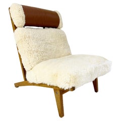Hans Wegner Model GE 375 Chair in California Sheepskin and Loro Piana Leather