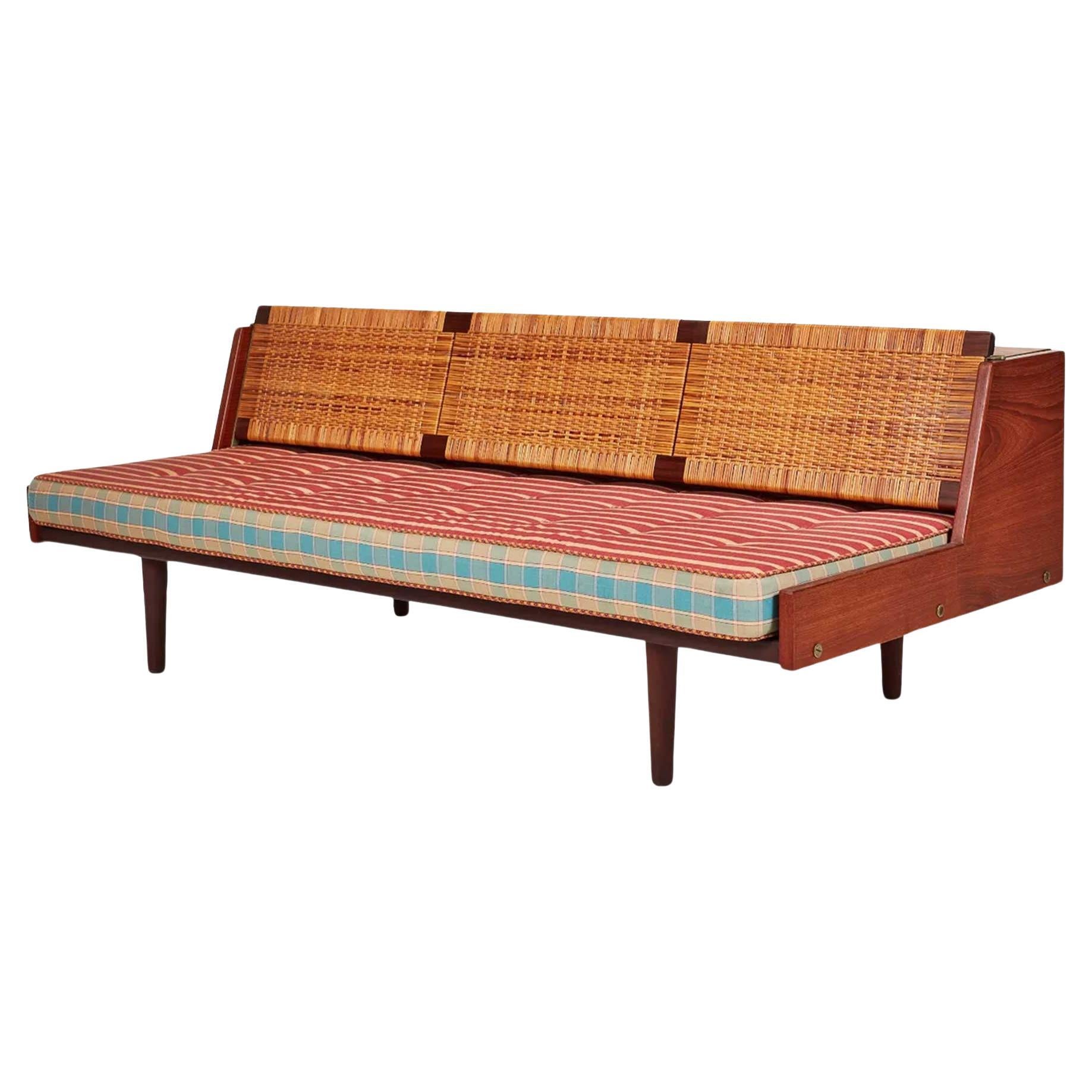 Hans Wegner Modell GE 6 Tagesbett aus Teakholz und Schilfrohr von Getama, Dänemark 1960er Jahre