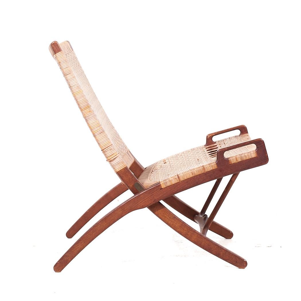 Hans Wegner, Modell JH 512, klappbarer Loungesessel aus Eiche, Mitte des Jahrhunderts (Korbweide) im Angebot
