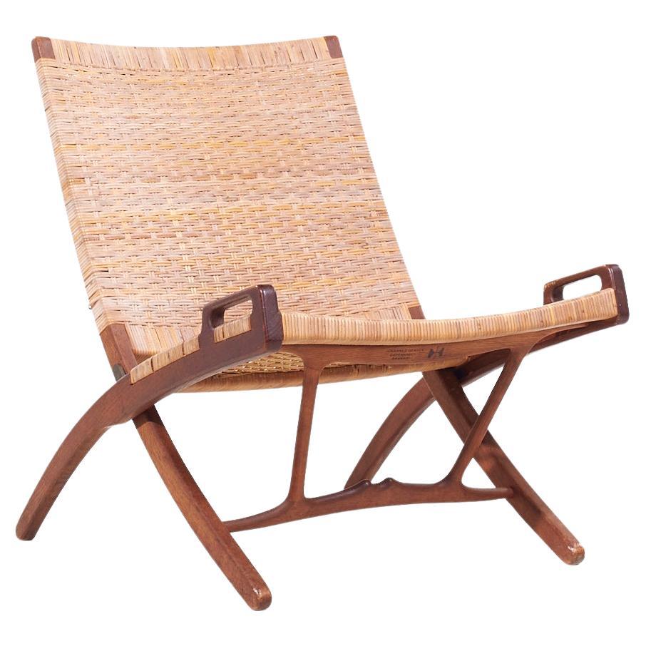 Hans Wegner Model JH 512 Mid Century Oak Folding Lounge Chair