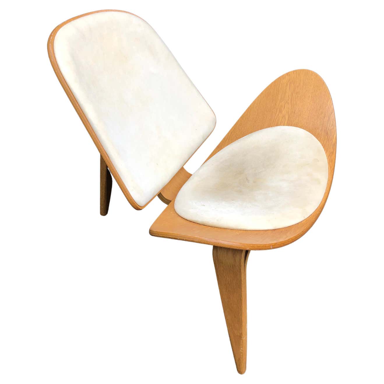 Hans Wegner Molded Walnut Plywood Shell Chair at 1stDibs
