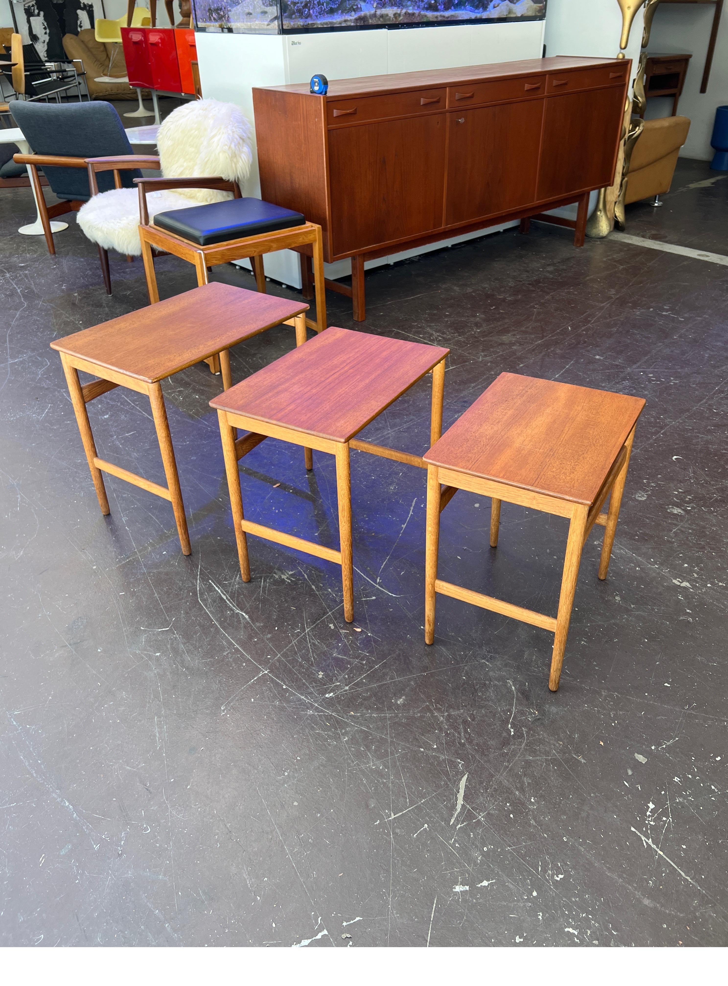 Hans Wegner Nesting Side Table Tables Teak Danish Mid-Century Modern In Excellent Condition In Boise, ID
