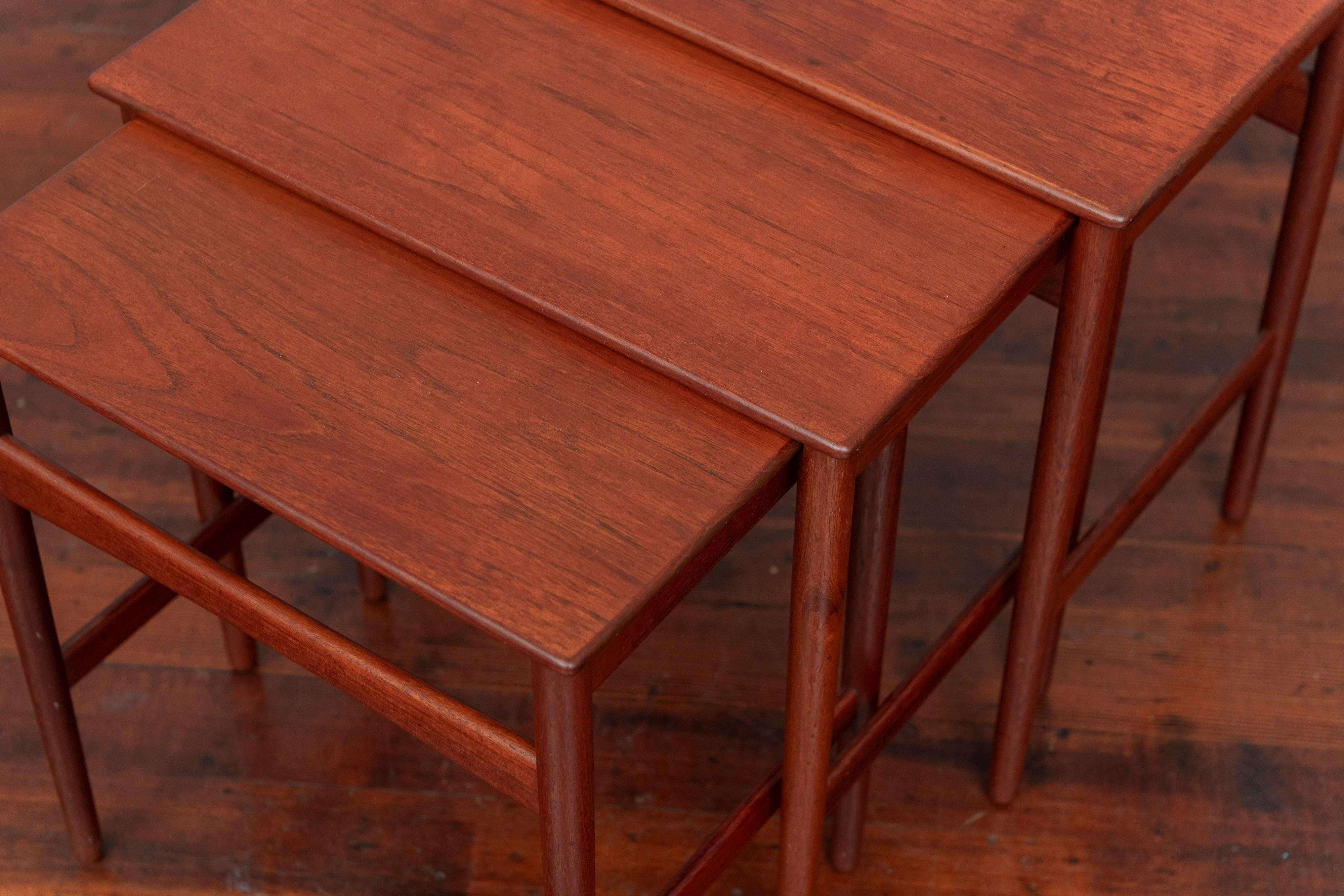 Hans Wegner Nesting Tables Model AT-40 for Andreas Tuck In Good Condition In San Francisco, CA