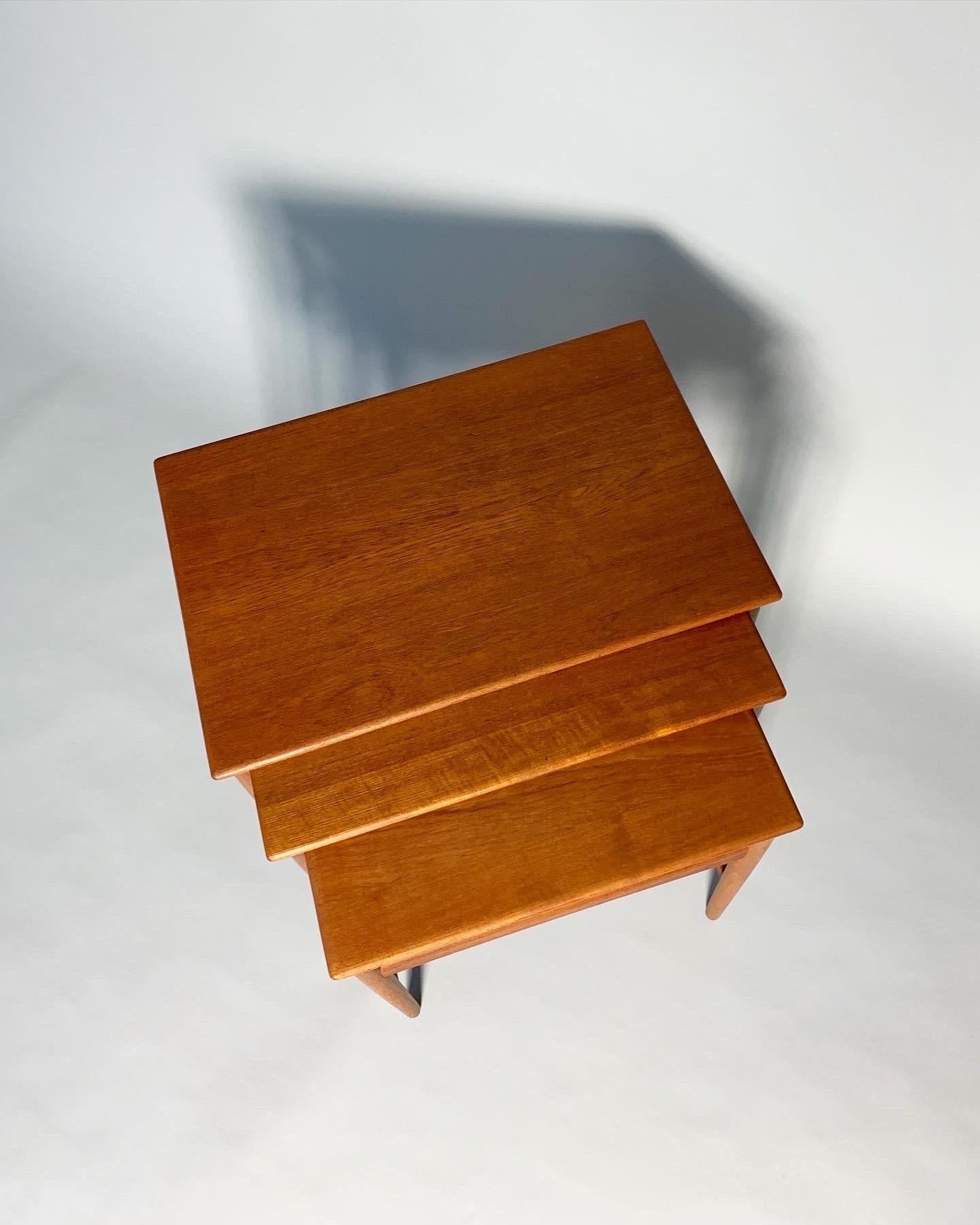 Hand-Crafted Hans Wegner Nesting Tables Teak Andreas Tuck  AT-40, Denmark, 1950s