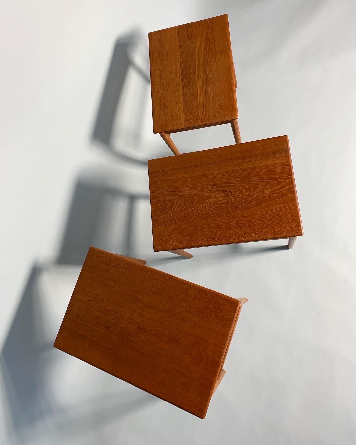 Hans Wegner Nesting Tables Teak Andreas Tuck  AT-40, Denmark, 1950s In Good Condition In Basel, BS