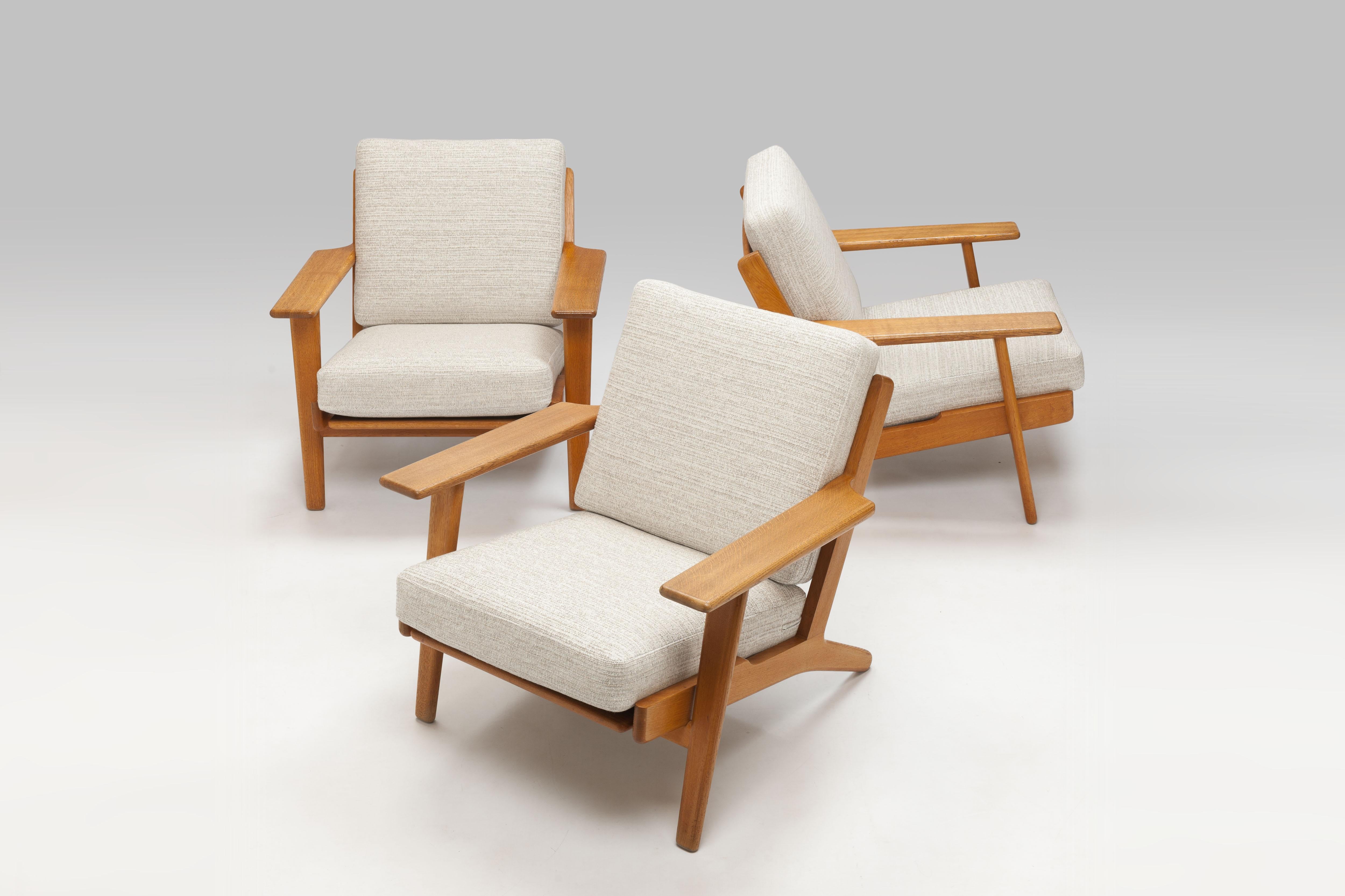 Hans Wegner Oak Lounge Chair GE290 by GETAMA '1 of 3 Chairs' 10