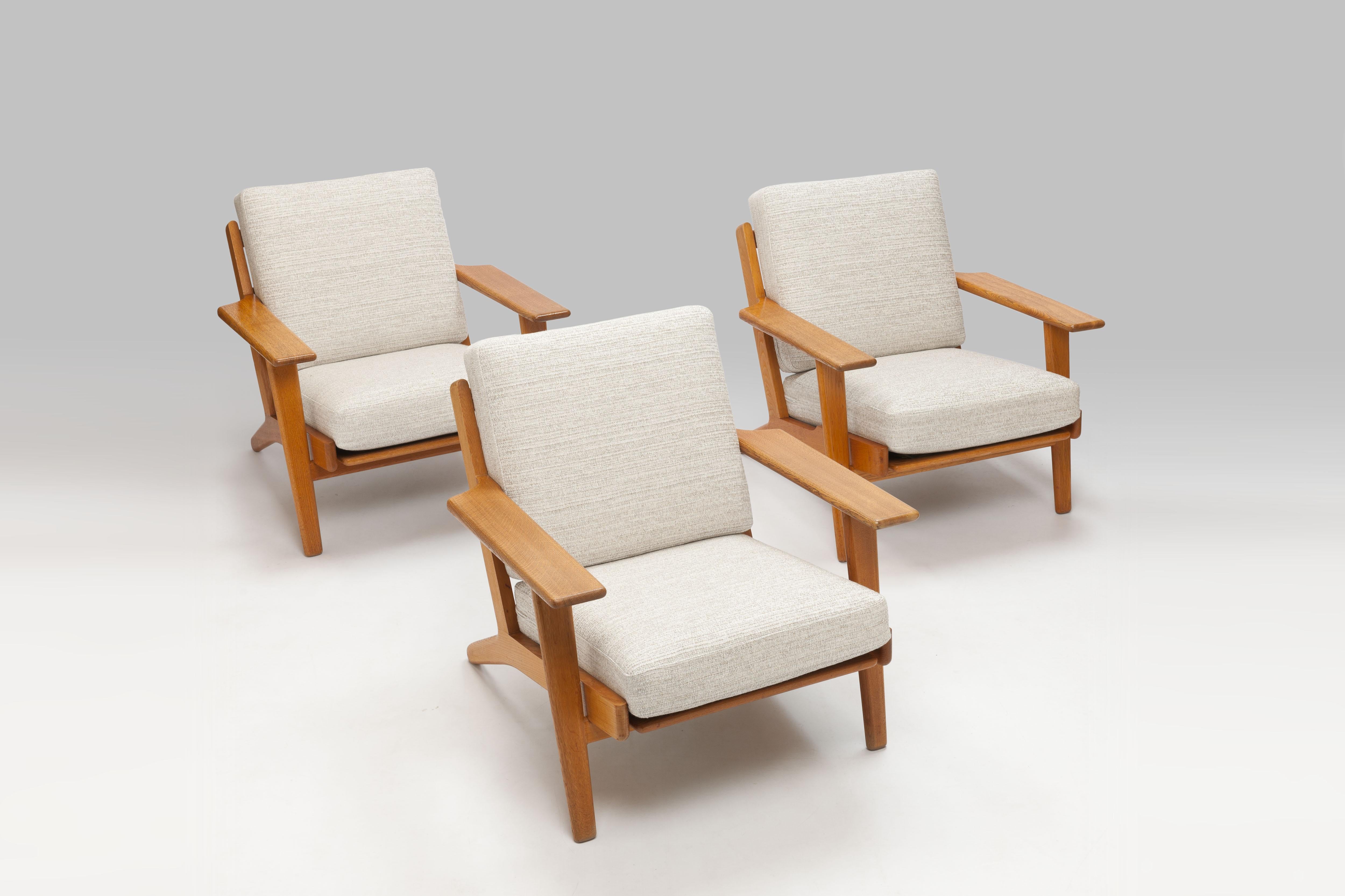 Hans Wegner Oak Lounge Chair GE290 by GETAMA '1 of 3 Chairs' 11