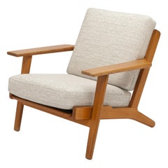 Vintage Hans Wegner Oak Lounge Chair GE290 by GETAMA '1 of 3 Chairs'